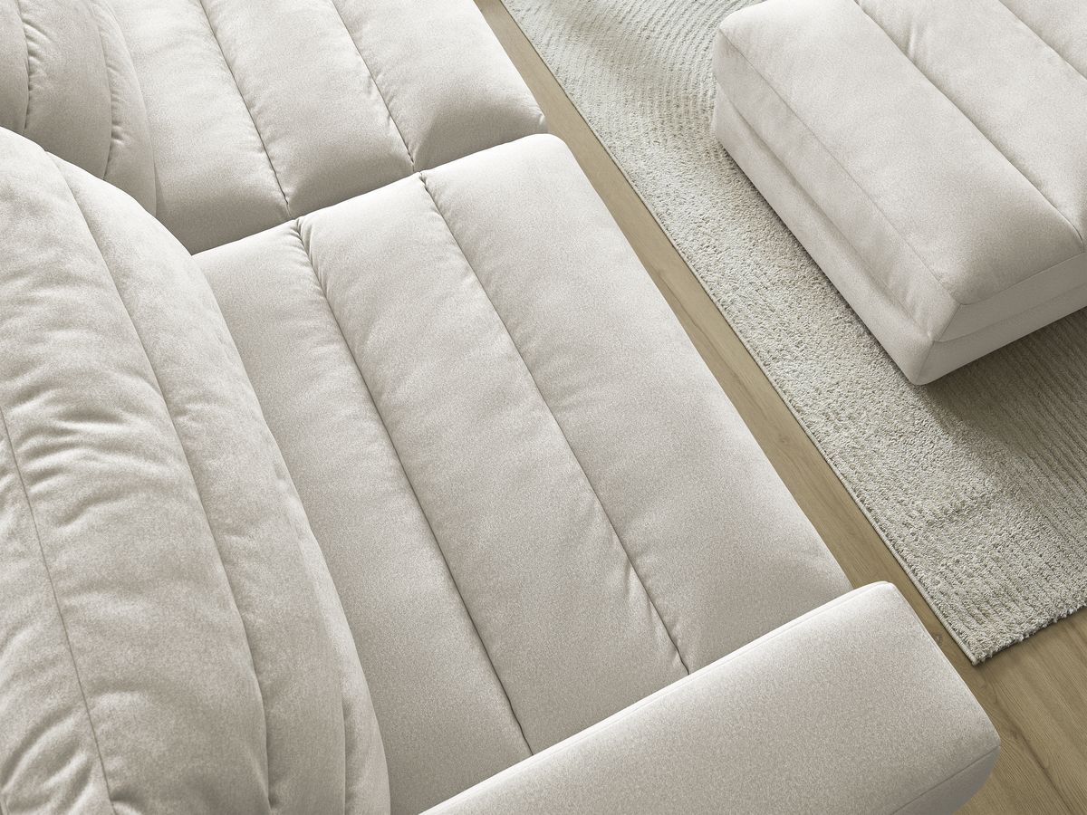 Bobochic Sierra Sofa 4-Sitzer mit Pouf Samt Beige