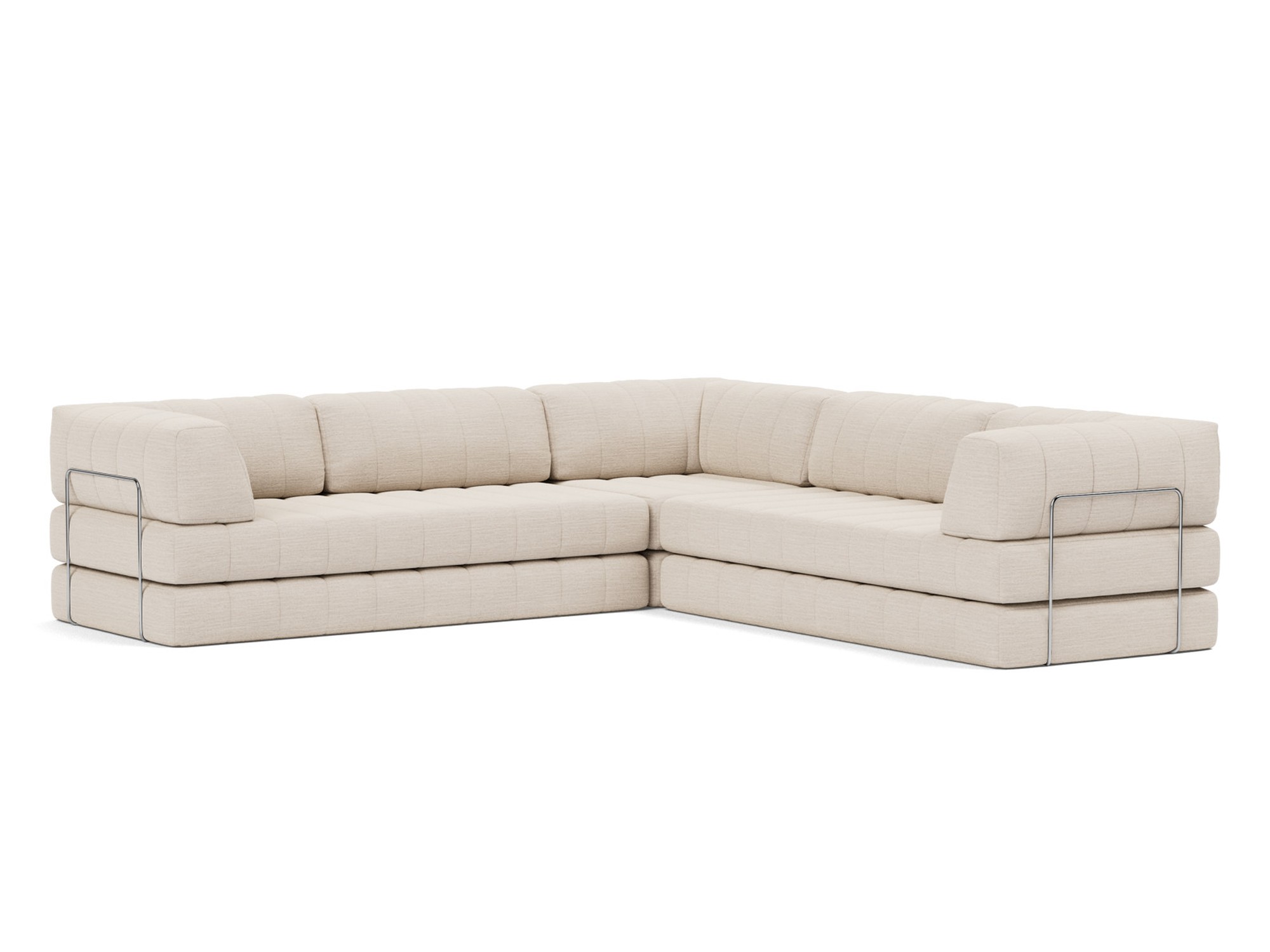 Eck-Schlafsofa CozyPad mit Armlehnen Webstoff Blida 612-Sand-Grey