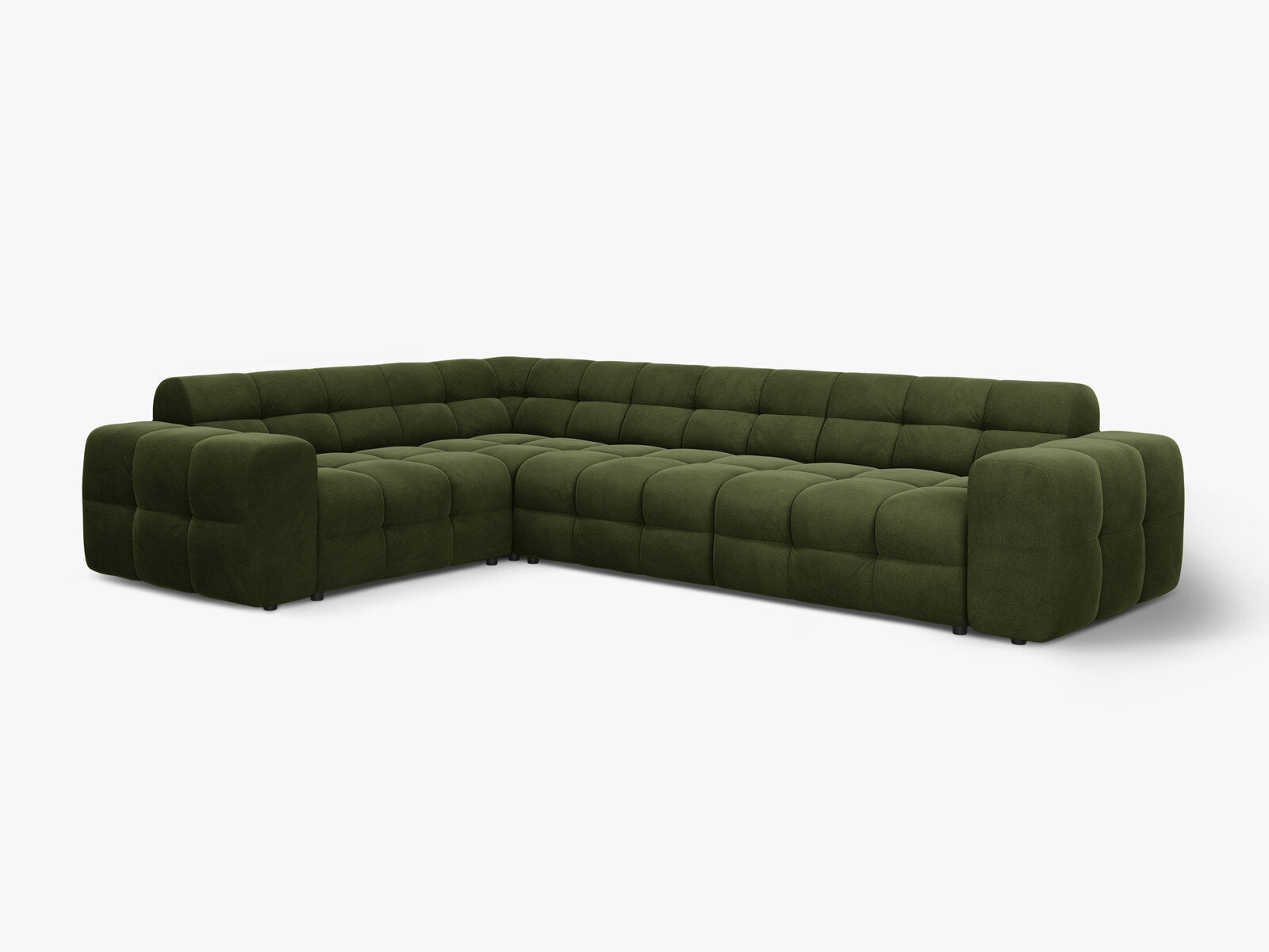 Micadoni Ecksofa Kendal 6-Sitzer Links Samt Armeegrün