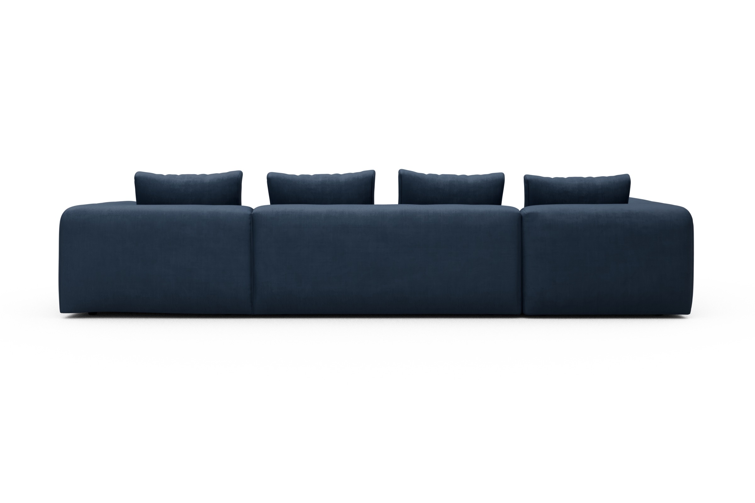 Wohnlandschaft Fred Chaiselongue rechts mit 2-Sitzer und lange Armlehne links Cordufine-Royal-Blue