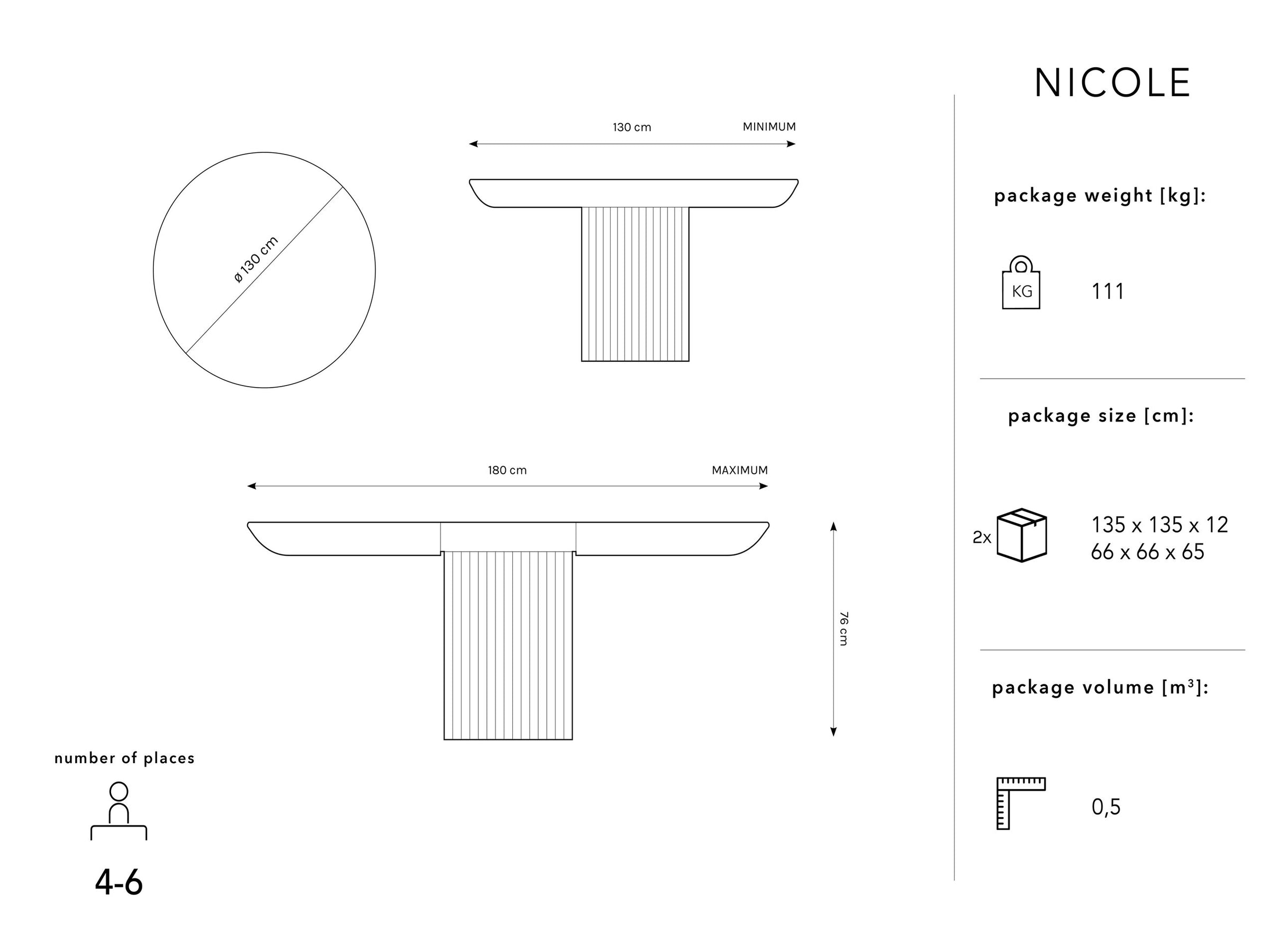 Micadoni 6-Sitzer Tisch Nicole Holz Natürliches Eichenfurnier und Eiche