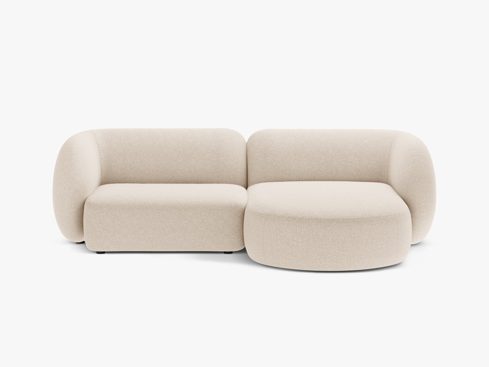 Micadoni Ecksofa Kate 2-Sitzer Rechts Strukturierter Stoff Hellbeige Melange