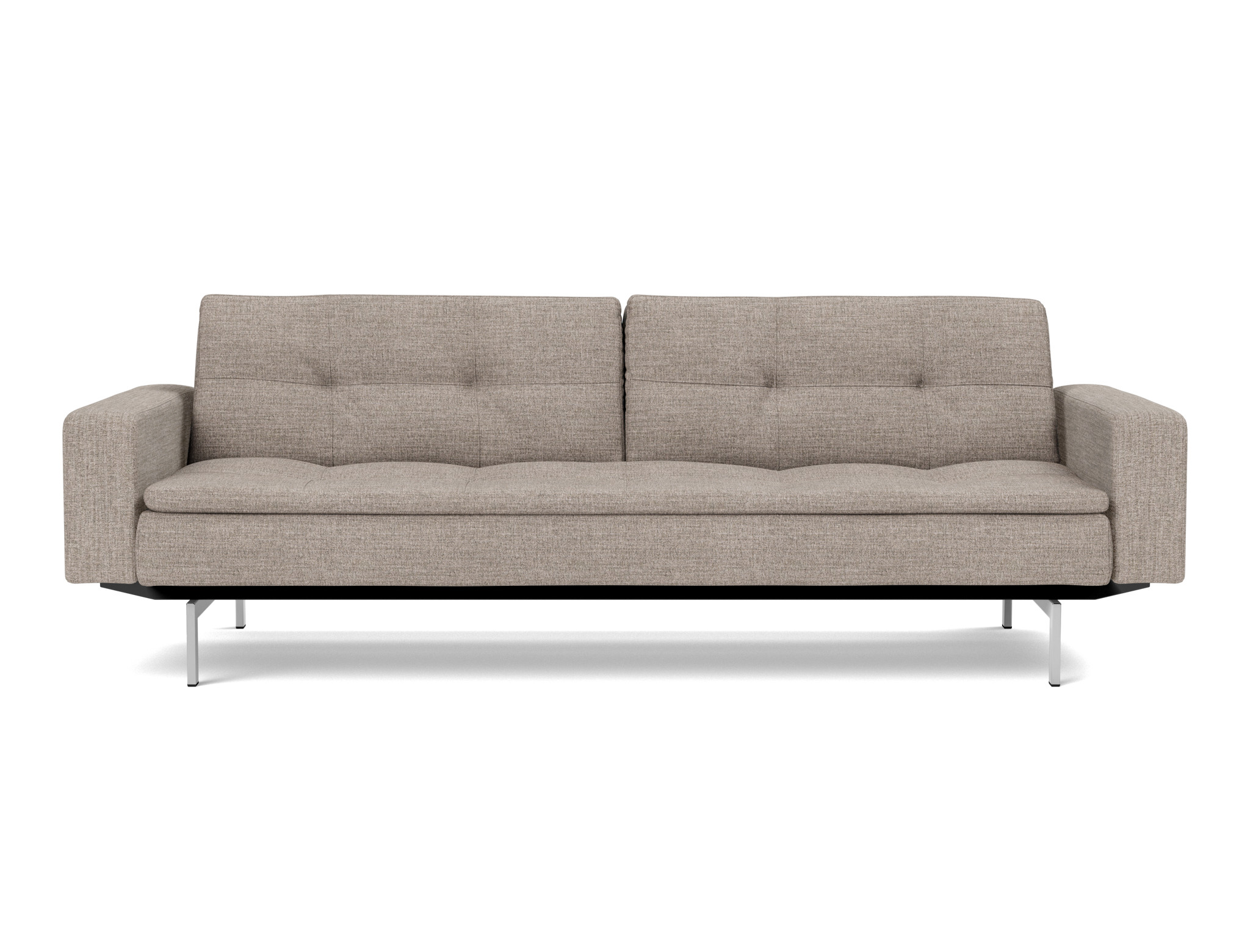 Schlafsofa Dublexo mit Armlehnen Chenille Yuveno 472-Warm-Grey Beine Chrom