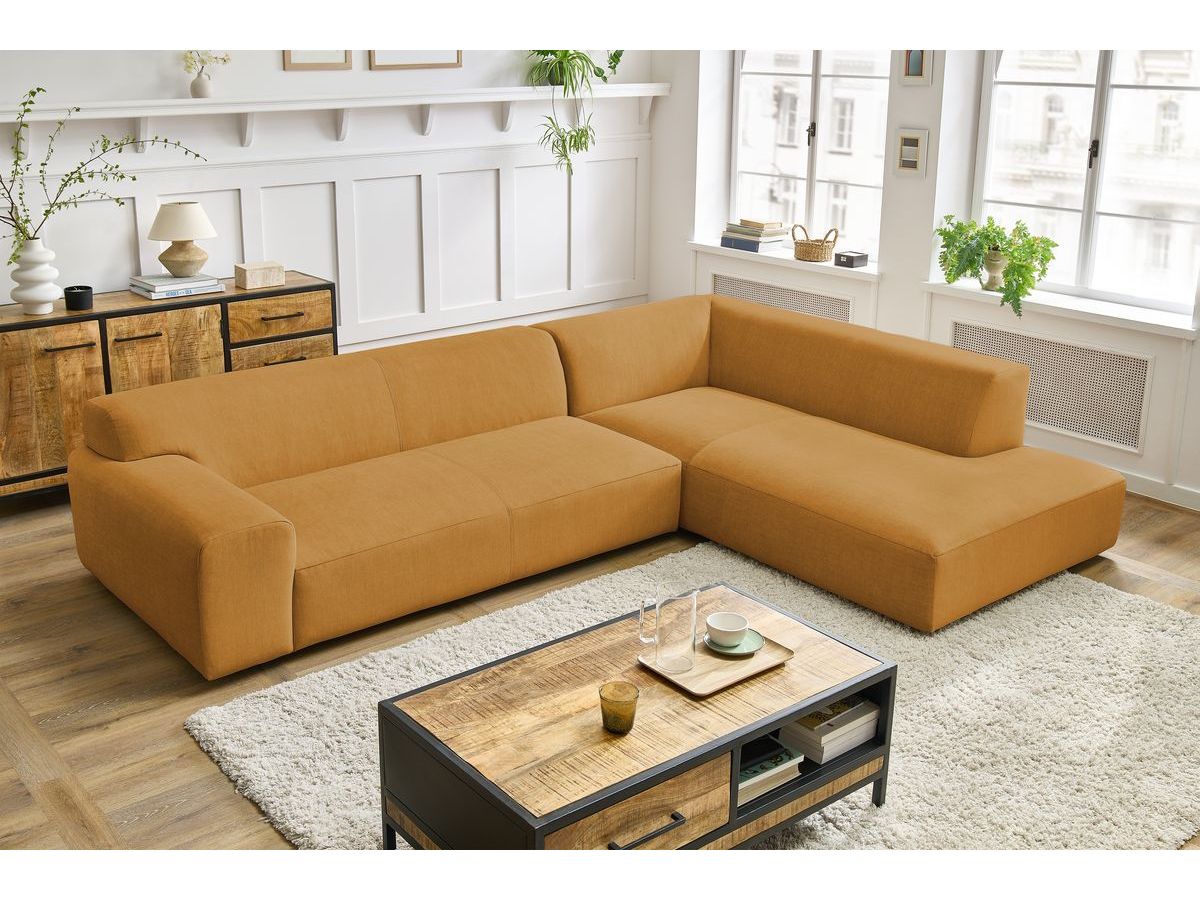 Bobochic Lavena Ecksofa 312 × 220 cm Samt Gelb Ecke links
