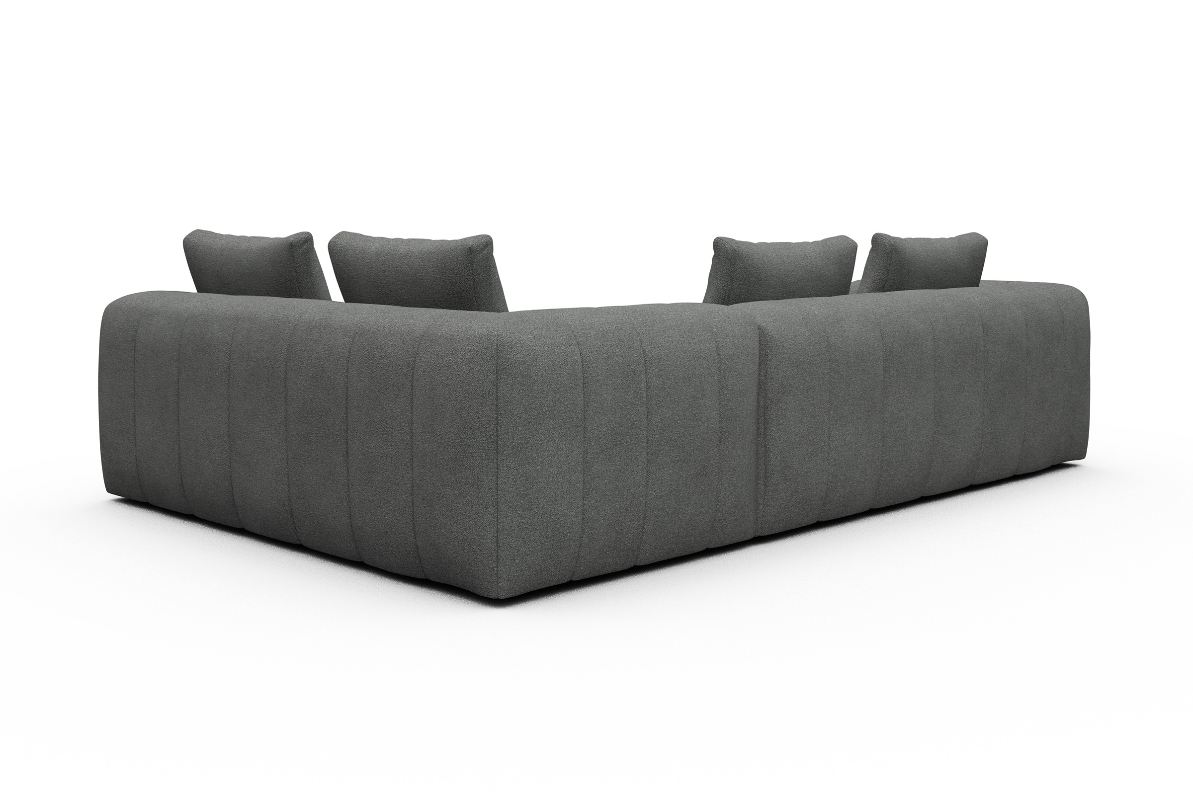 Ecksofa Hugo 2x 2,5-Sitzer Armlehne links Boucle-Ash-Grey