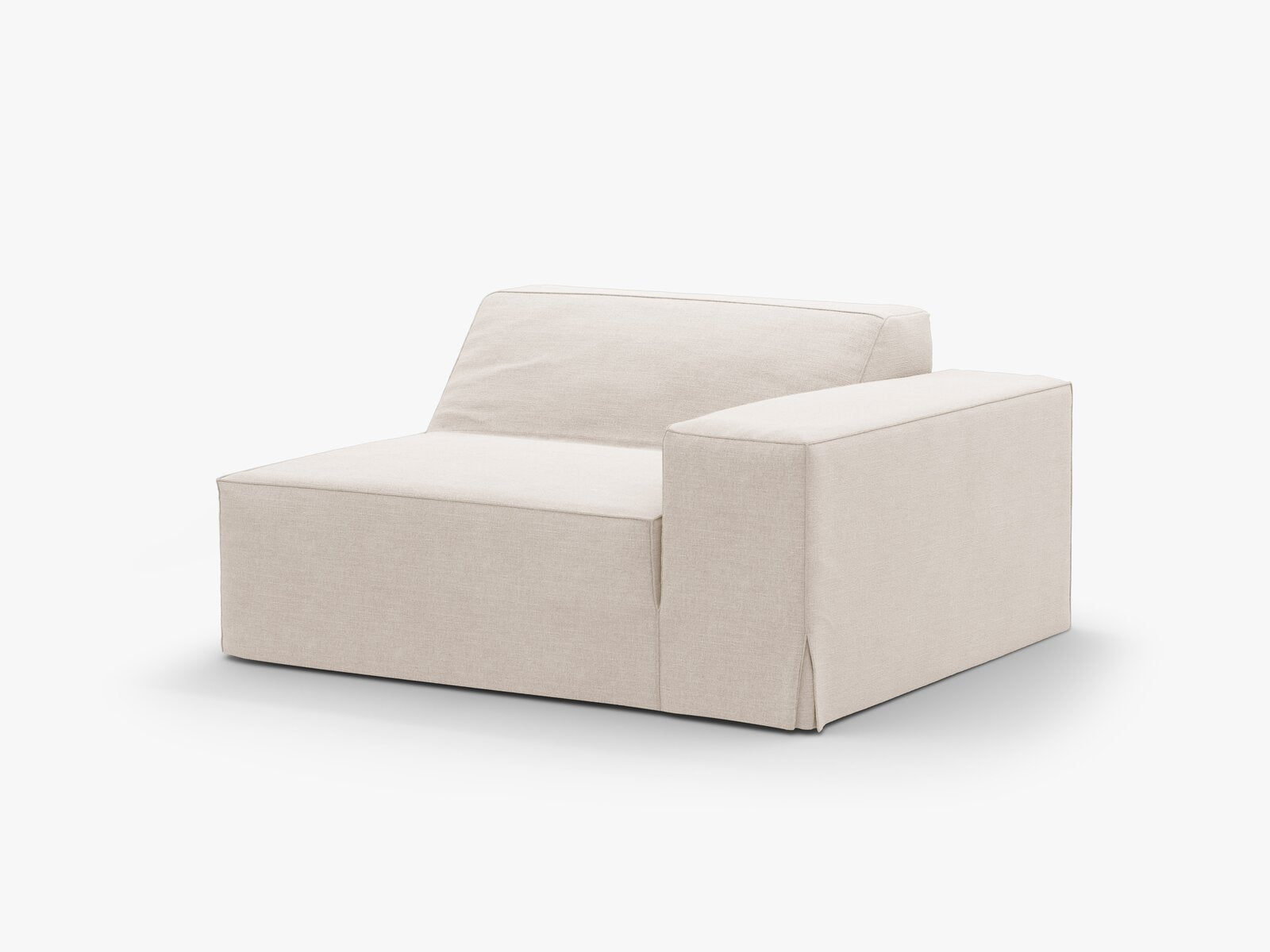 Micadoni Eckmodul mit Armlehne Jodie 1-Sitzer Rechts Strukturierter Stoff Lins Beige