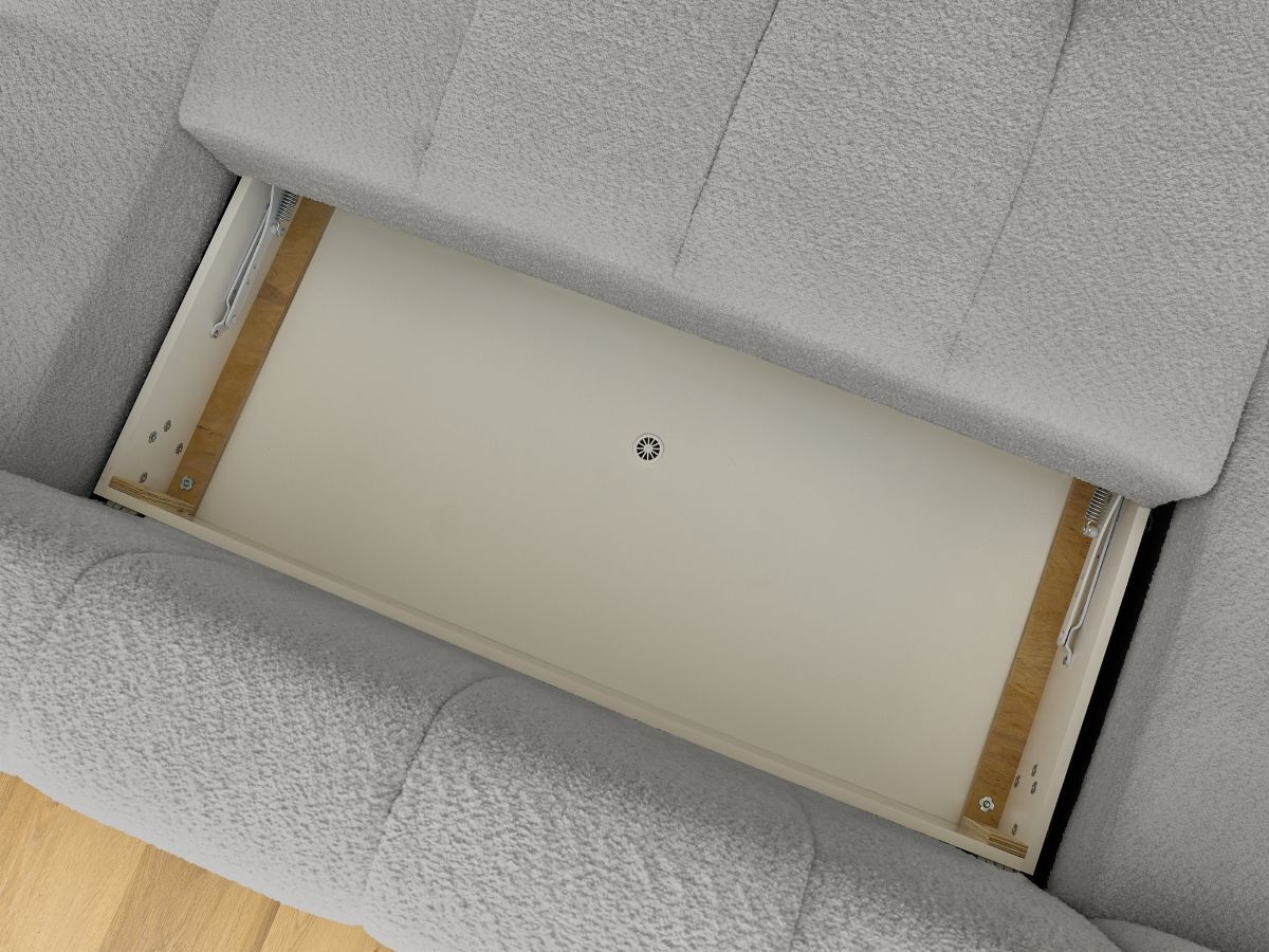 Bobochic Fuji Wohnlandschaft mit Pouf Bouclé-Stoff Hellgrau Ecke rechts