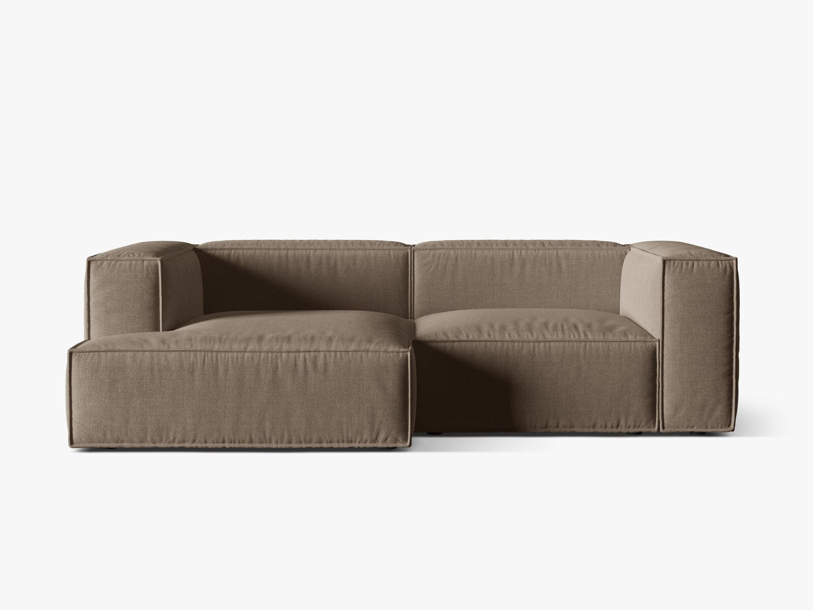 Micadoni Ecksofa Nuria 3-Sitzer Links Strukturierter Stoff Cappuccino
