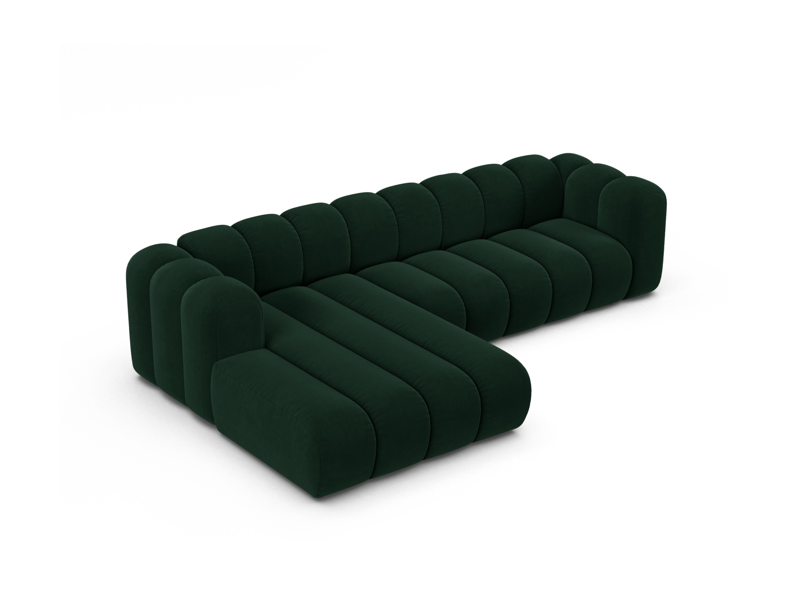 Micadoni Modulares Ecksofa Lupine 4-Sitzer Links Samt Salvador Flaschengrün