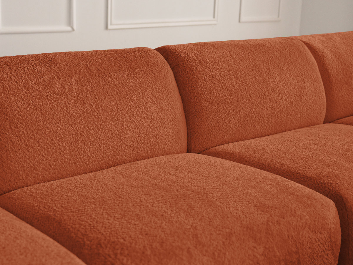 Bobochic Anda Ecksofa 279 × 264 cm Chenille Orange Ecke rechts