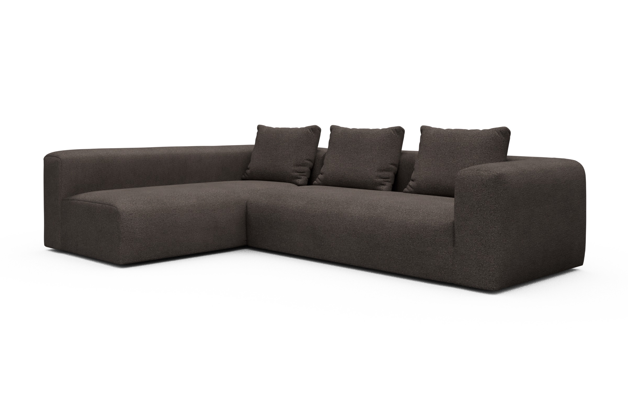 Ecksofa Fred 2x 2,5-Sitzer links offen Boucle-Taupe