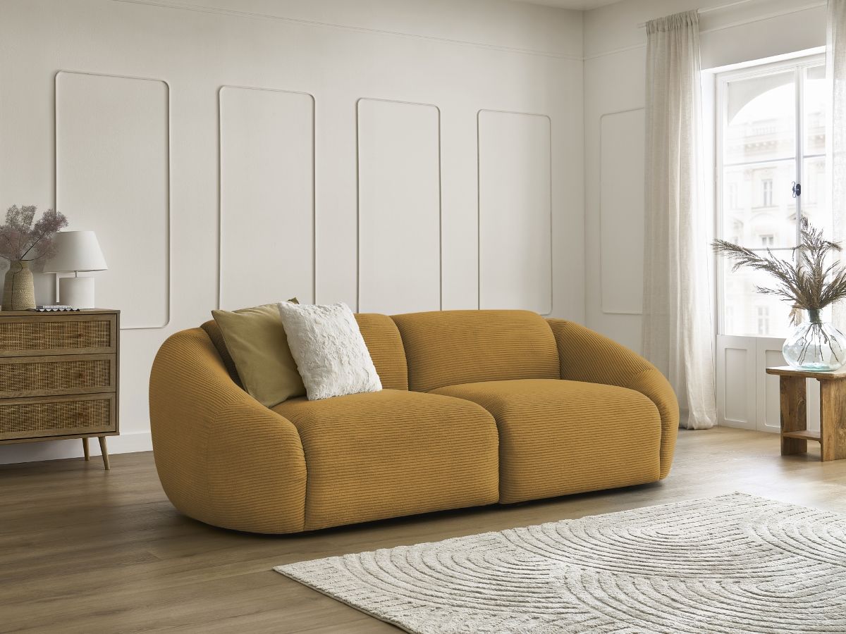 Bobochic Tina Sofa 3-Sitzer Cordsamt Gelb