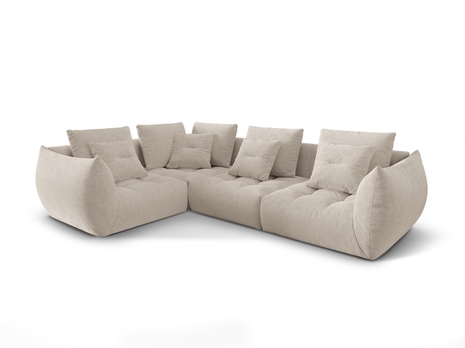Micadoni Ecksofa Bloom 4-Sitzer Links Strukturierter Stoff Dunkelbeige