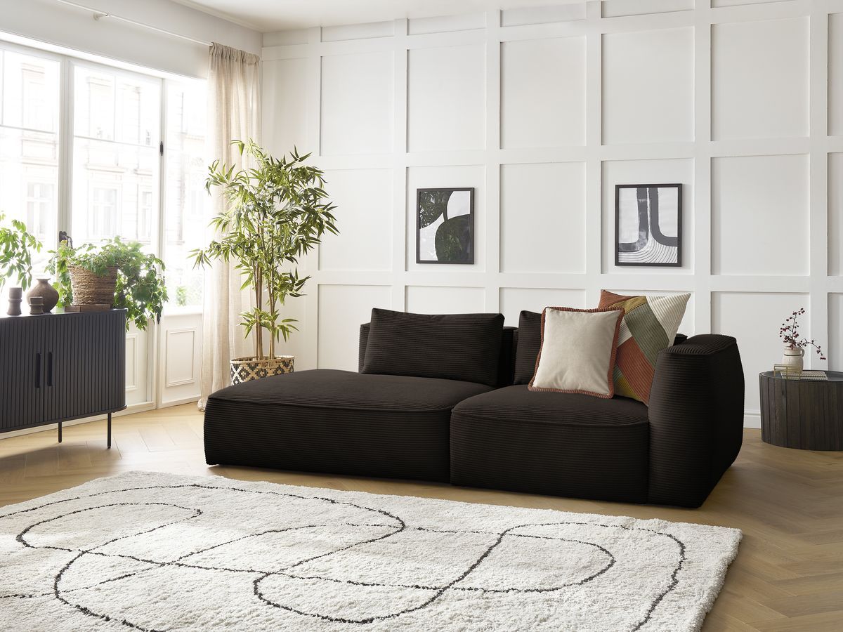 Bobochic Leopold Sofa 3-Sitzer Cordsamt Braun Armlehne rechts