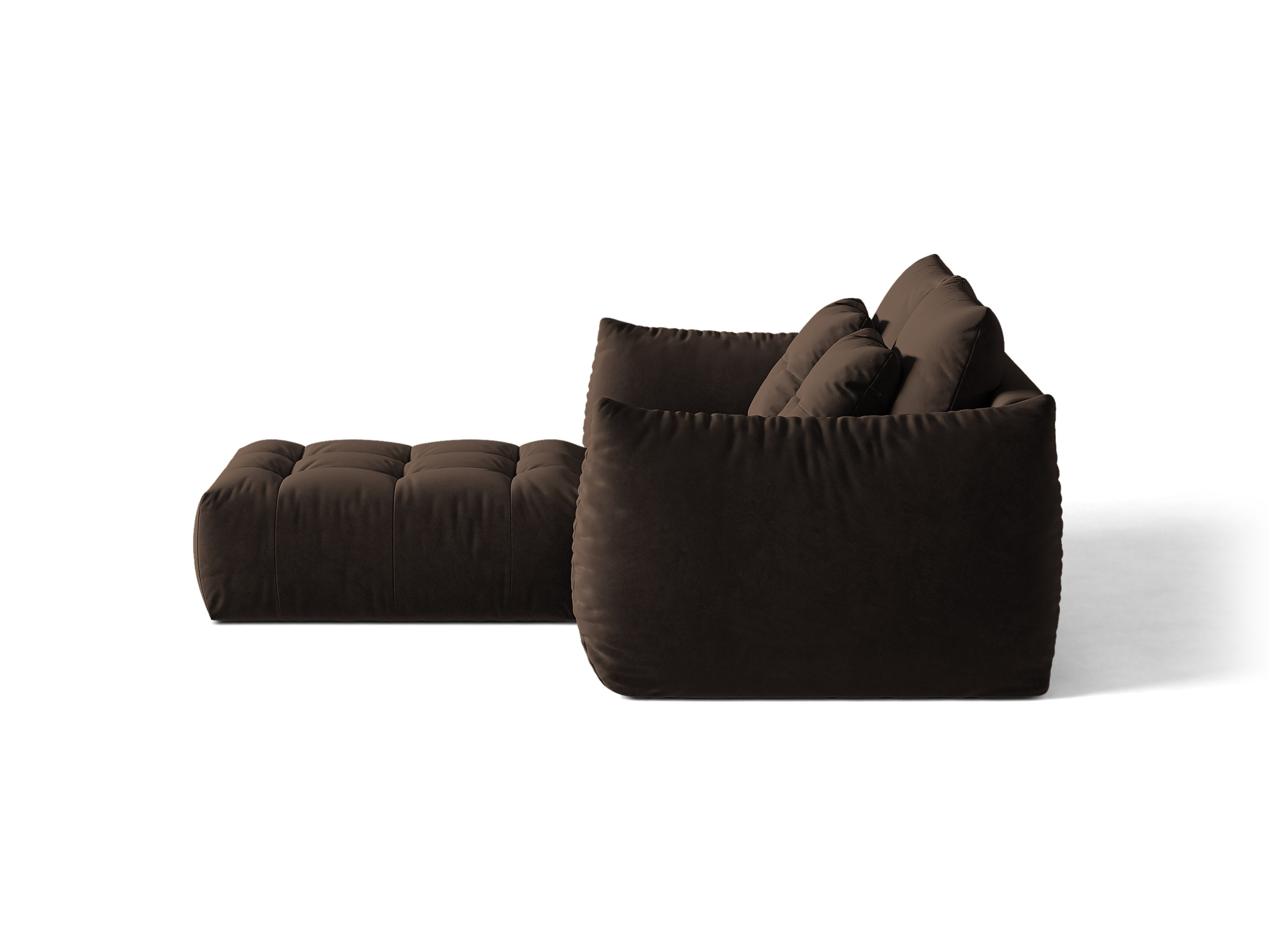 Micadoni Ecksofa Bloom 3-Sitzer Samt Bluvel Dunkelbraun