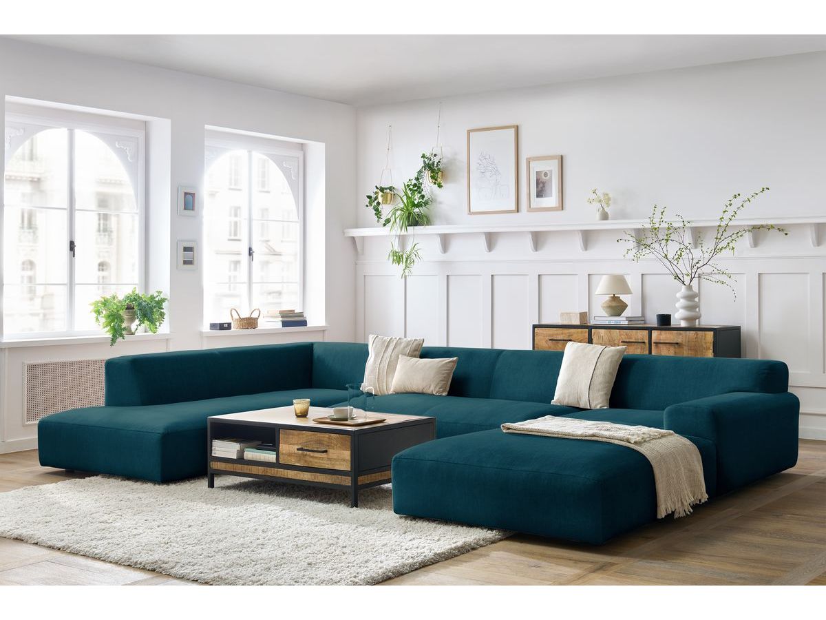 Bobochic Lavena Wohnlandschaft 399 × 220 cm Samt Dunkelblau Ecke rechts