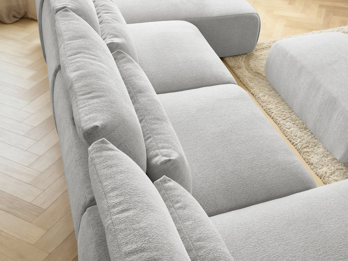 Bobochic Jana Wohnlandschaft mit kleinem Pouf Melange-Stoff Hellgrau