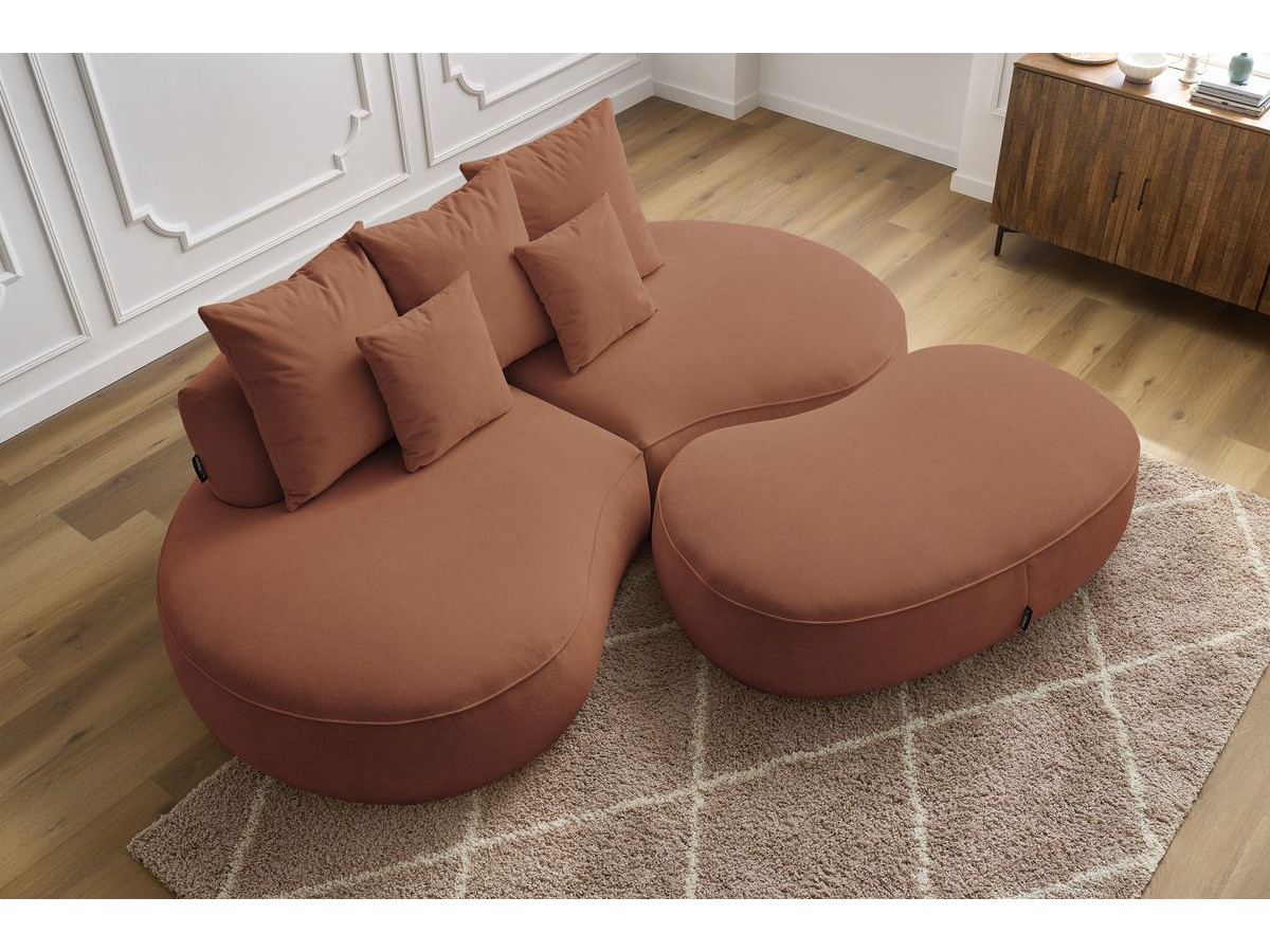 Bobochic Saint-germain Sofa 5-Sitzer mit Pouf Strukturstoff Orange