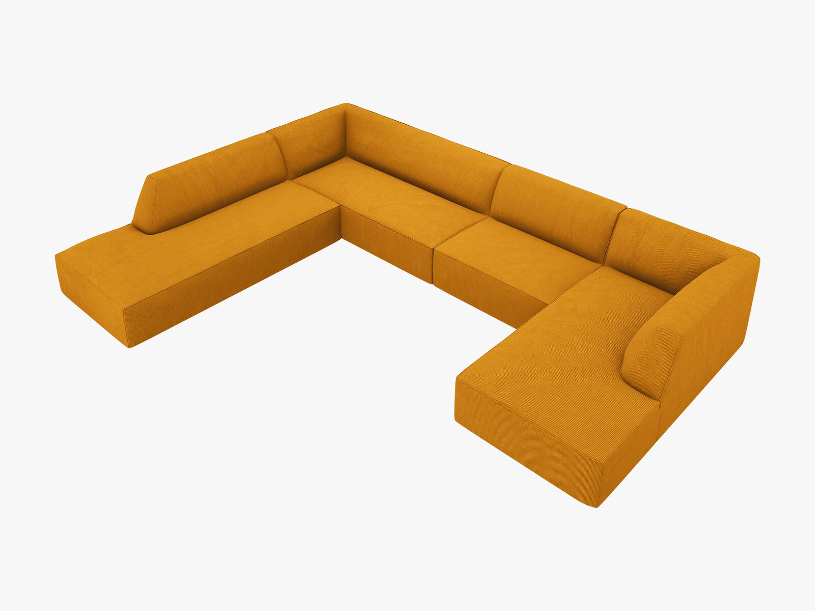 Micadoni Panorama-Ecksofa Ruby 7-Sitzer Links Kord Scala Gelb