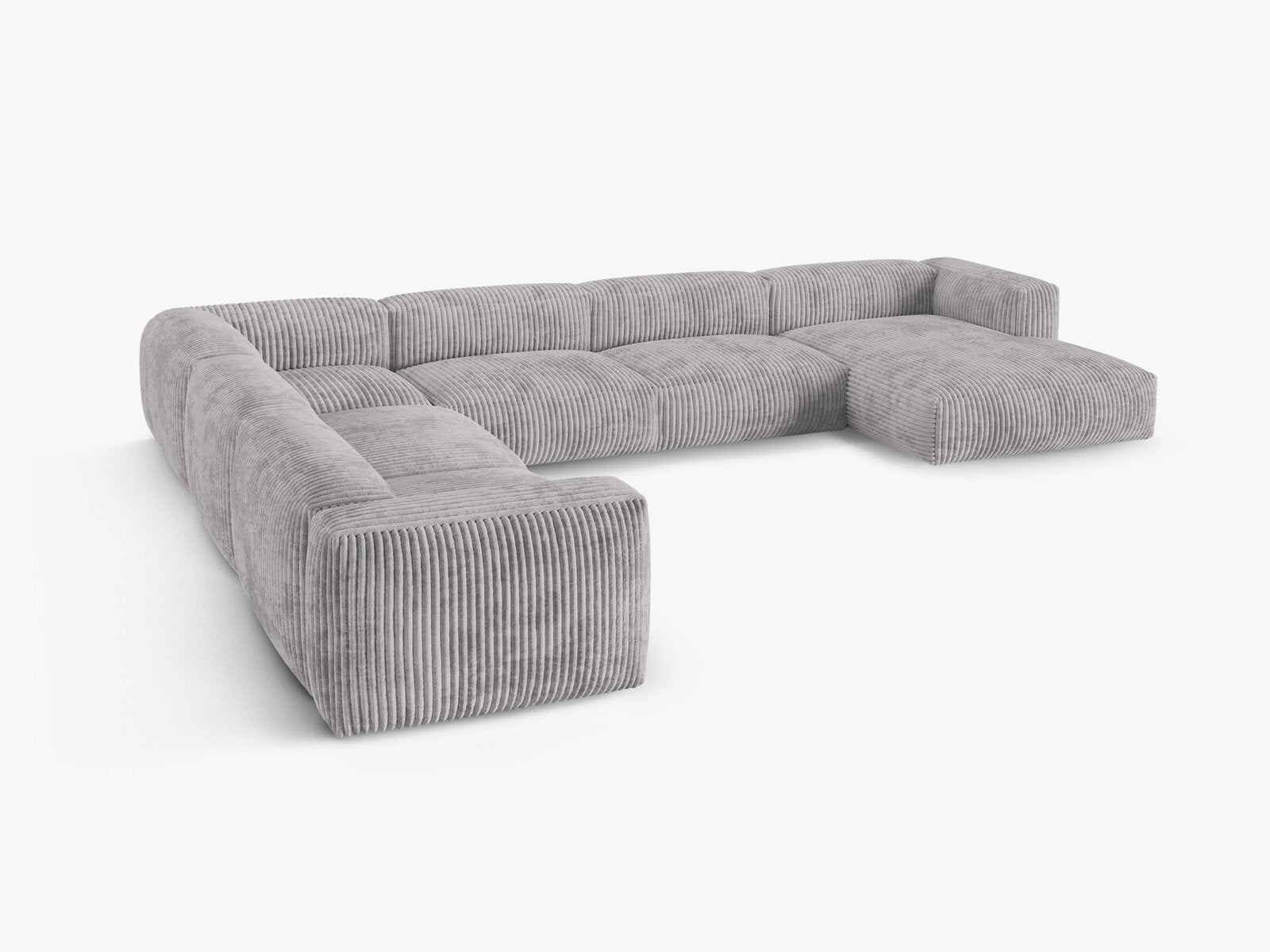 Micadoni modulares Ecksofa XL Martina 6-Sitzer 90cm Sitztiefe Links Kord Tilia Hellgrau