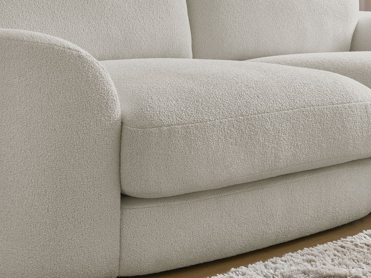 Bobochic Leonore Sofa 3-Sitzer mit Pouf Bouclé-Stoff Taupe