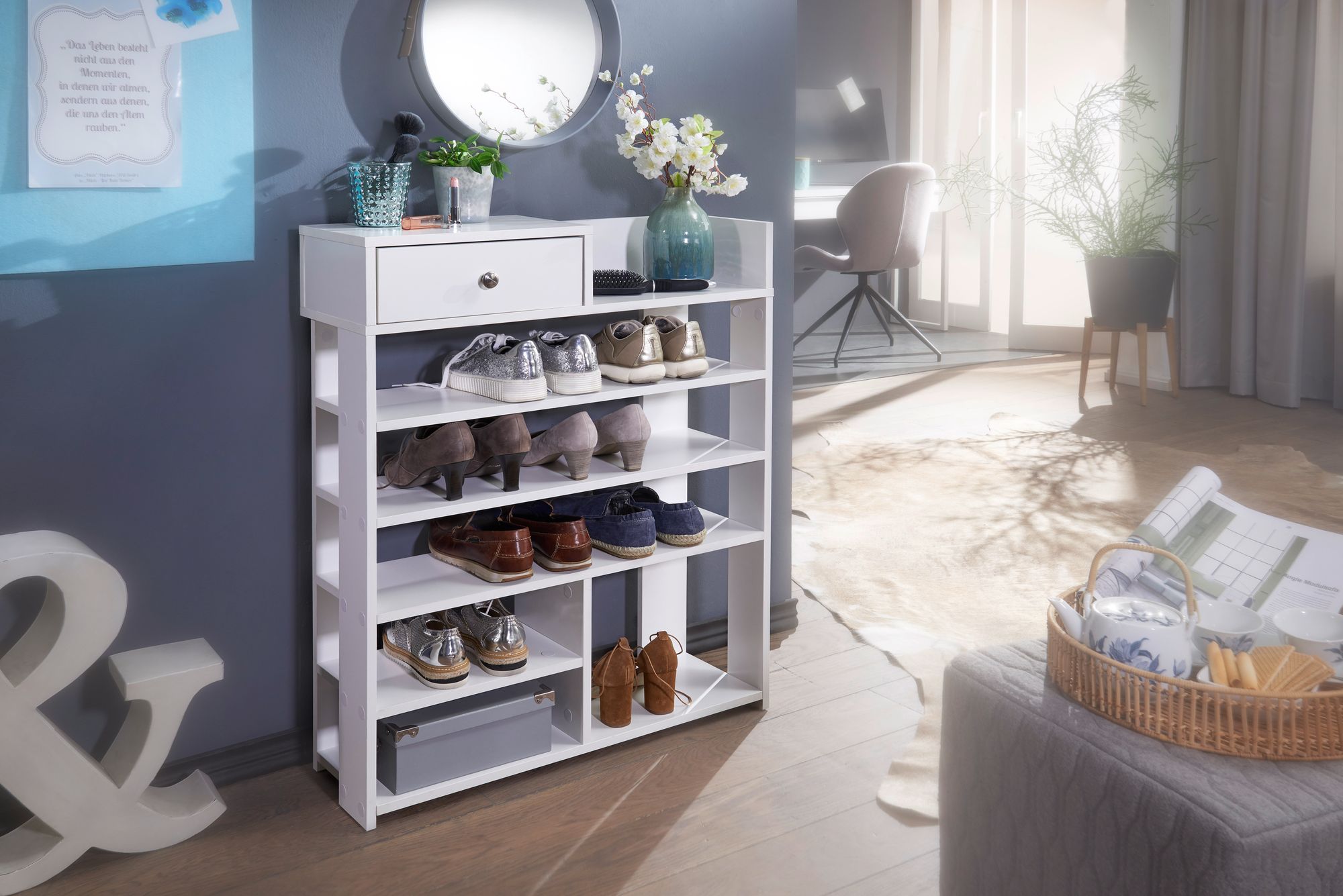 Schuhregal Svendborg Weiß 75 × 24 × 92,5 cm