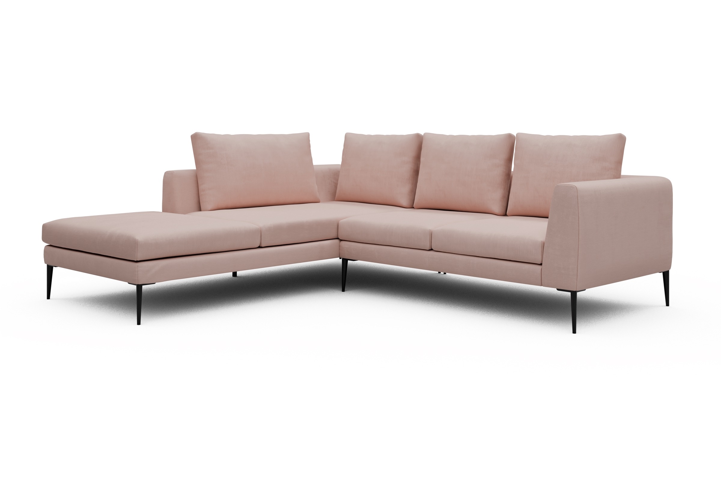 Ecksofa Paul Relax-Ecke links mit 2-Sitzer Cordufine-Blush