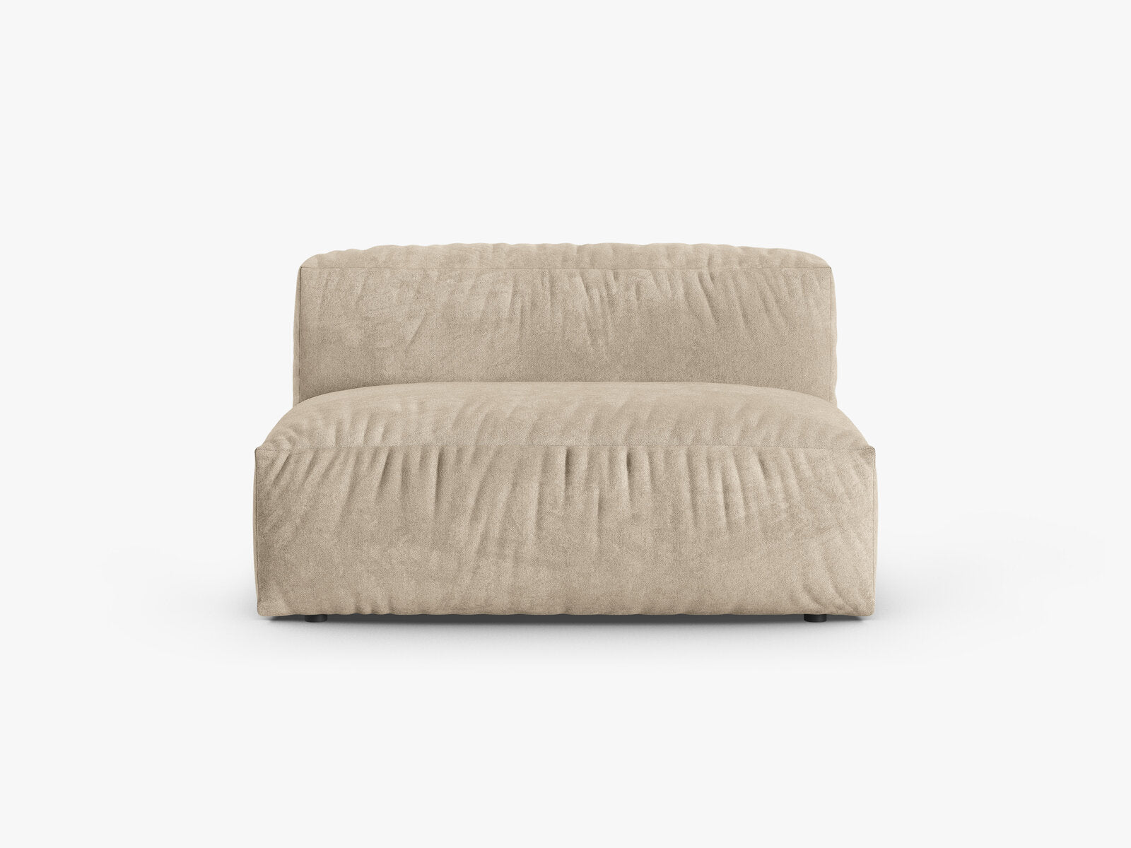 Micadoni Mittelmodul Martina 1-Sitzer Groß 90cm Sitztiefe Samt Vogue Helles Beige