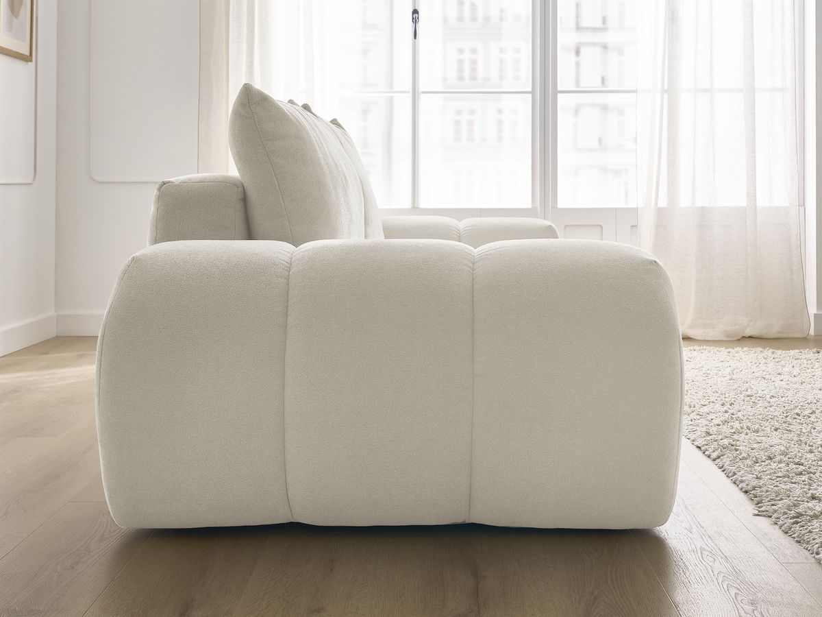 Bobochic Everest Sofa 3-Sitzer, 2 Kissen Strukturstoff Beige