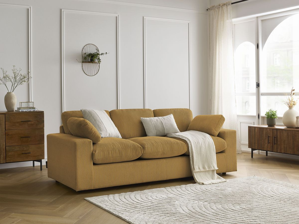 Bobochic Belair Sofa 3-Sitzer 220 × 93 cm Cordsamt Gelb