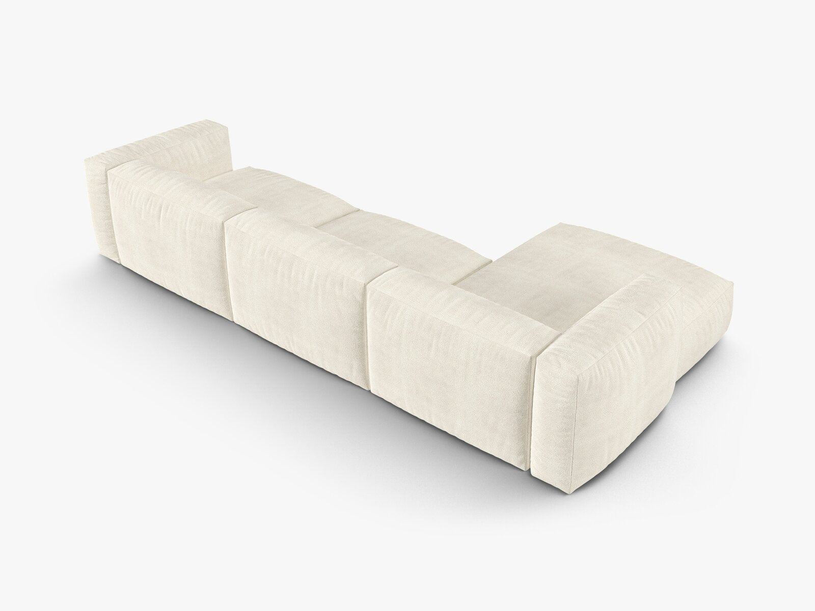 Micadoni Ecksofa Martina 3-Sitzer 90cm Sitztiefe Links Boucle Monet Elfenbein