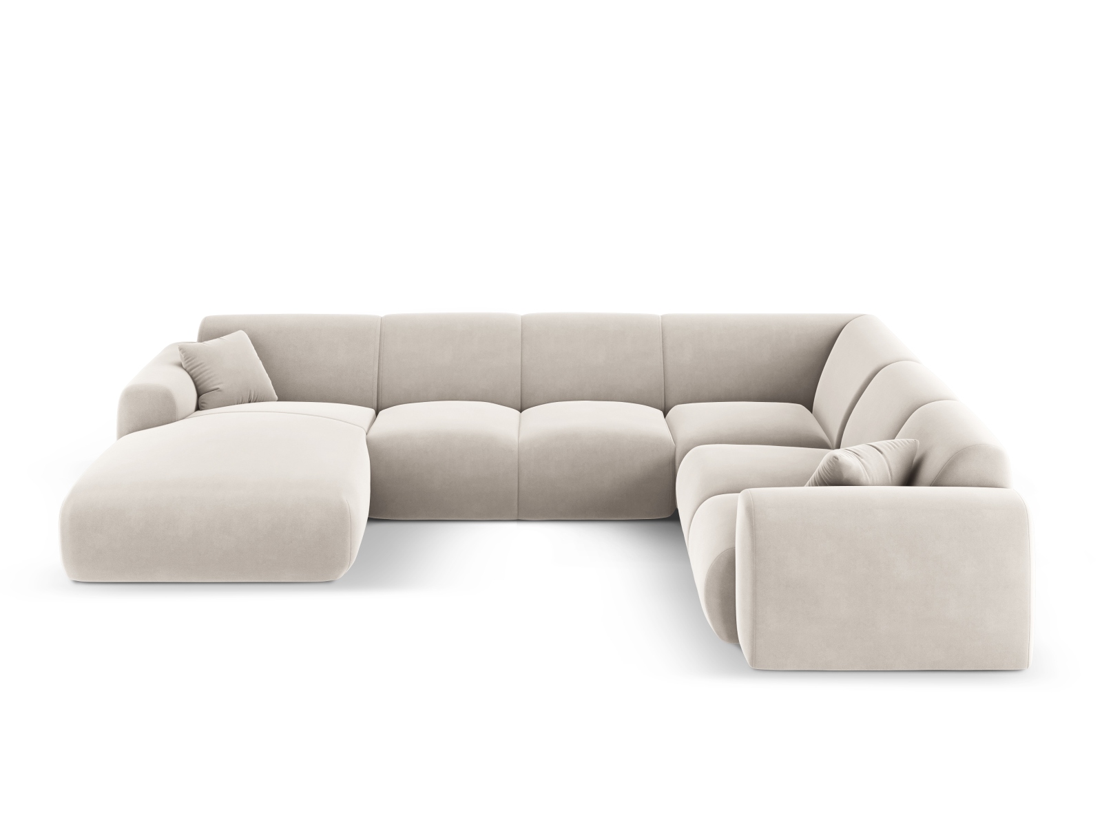 Cosmopolitan Design Panoramasofa Nolio 6-Sitzer Samt Casino Helles Beige Rechts
