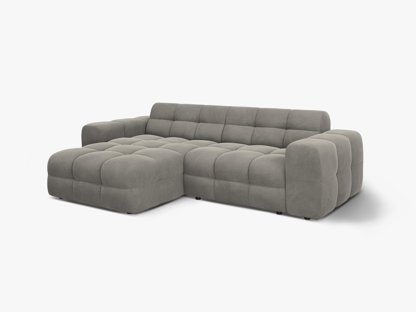 Micadoni Ecksofa Kendal 4-Sitzer Links Samt Magic Velvet Dunkelgrau