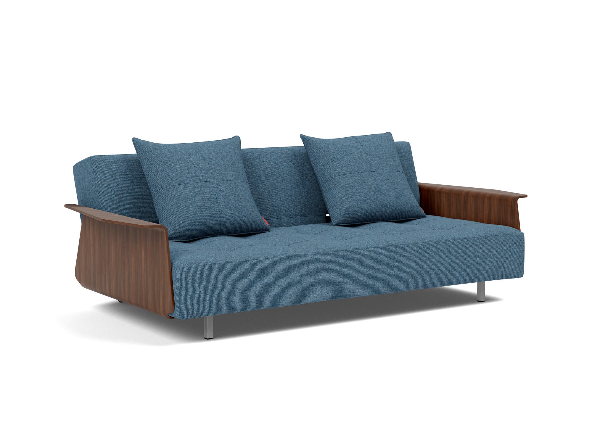 Schlafsofa Long Horn D.E.L. mit Armlehnen Strukturierter Stoff Weda 302-Weda-Blue