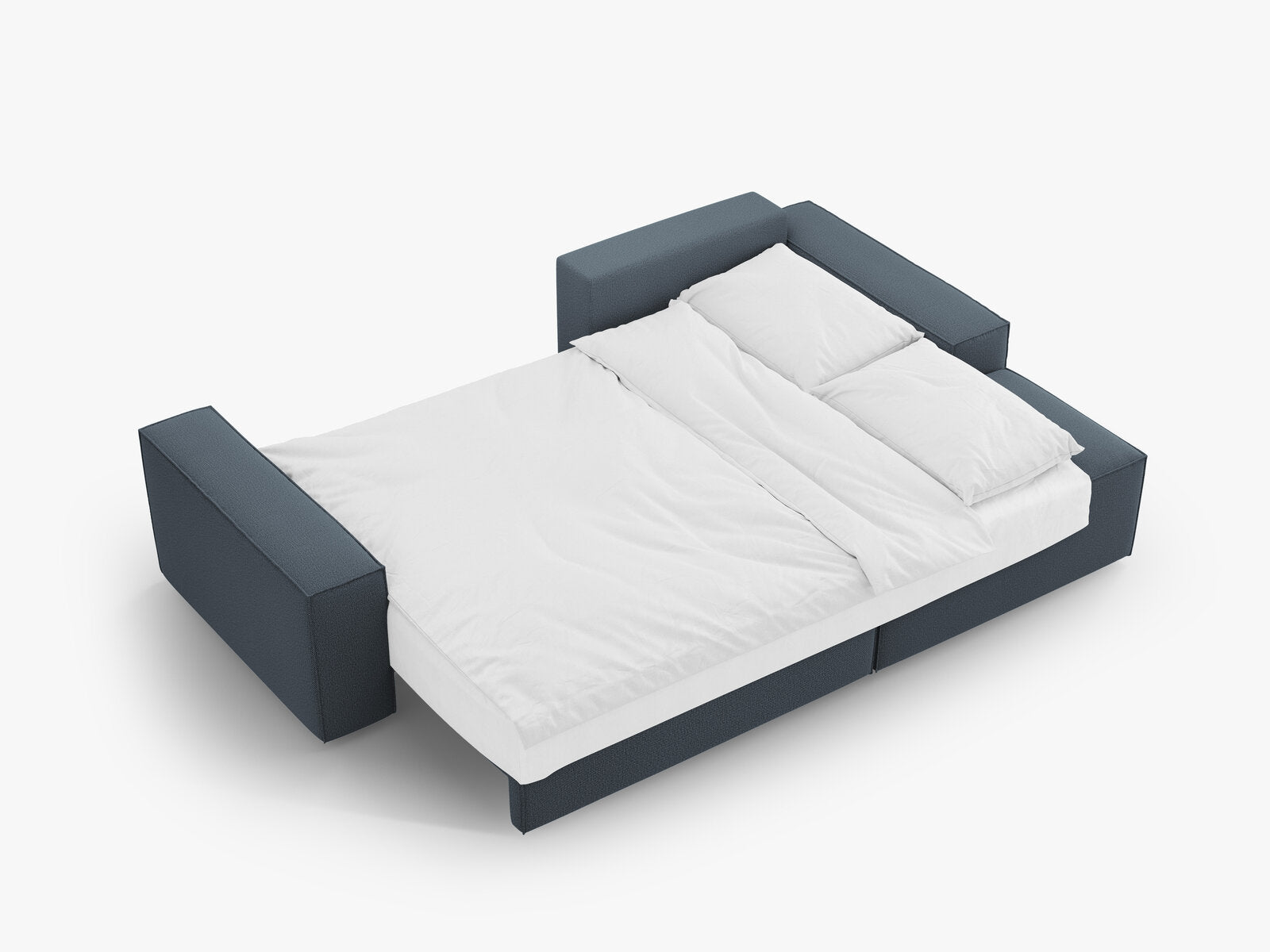 Micadoni Schlaf-Ecksofa Jodie 3-Sitzer Rechts Strukturierter Stoff Blau
