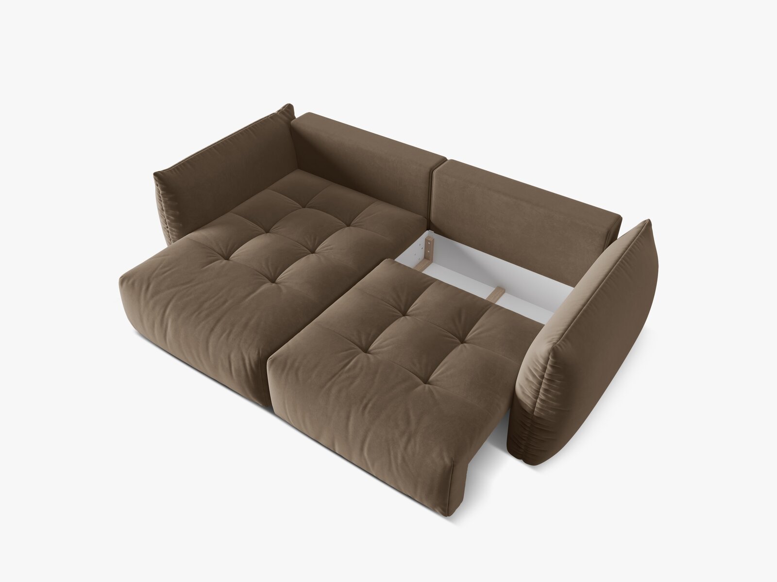 Micadoni Bloom Ecksofa 3-Sitzer mit Schlaffunktion Links Samt Casino Hellbraun