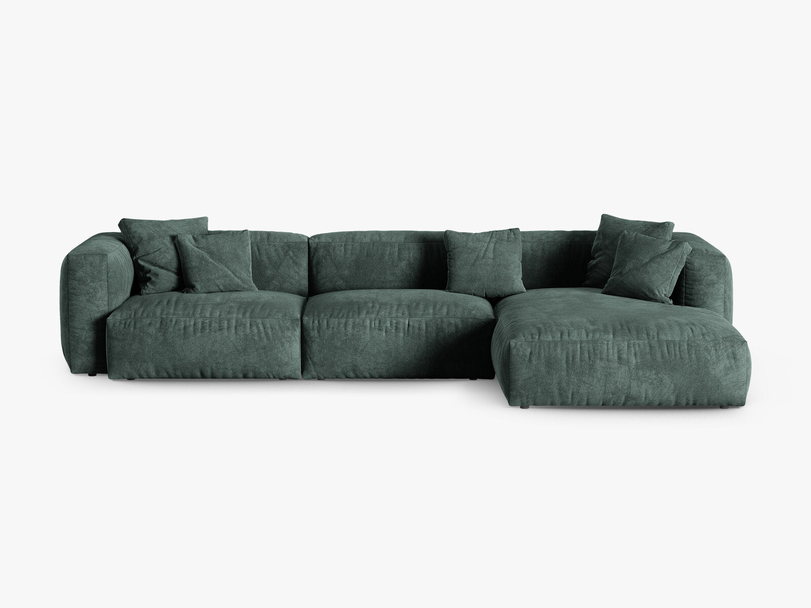 Micadoni Ecksofa Martina 3-Sitzer 90cm Sitztiefe Rechts Samt Vogue Petrol