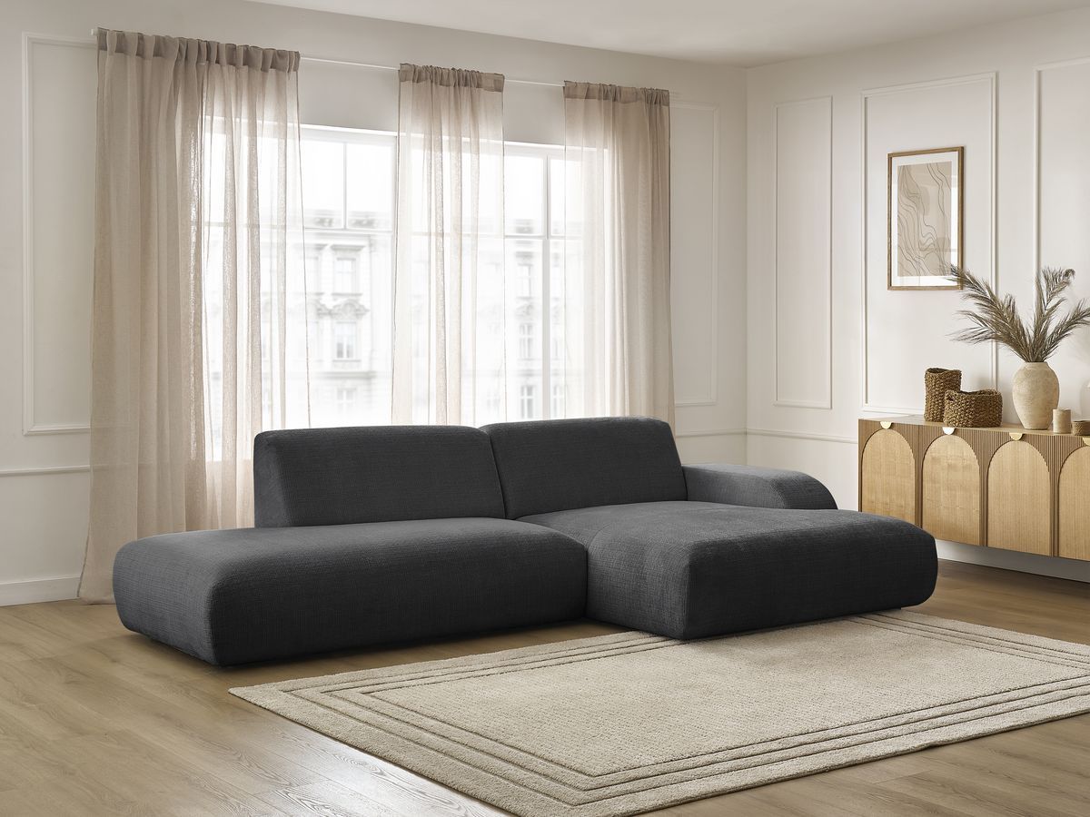 Bobochic Sirius Ecksofa 300 × 170 cm Strukturstoff Schwarz Ecke rechts