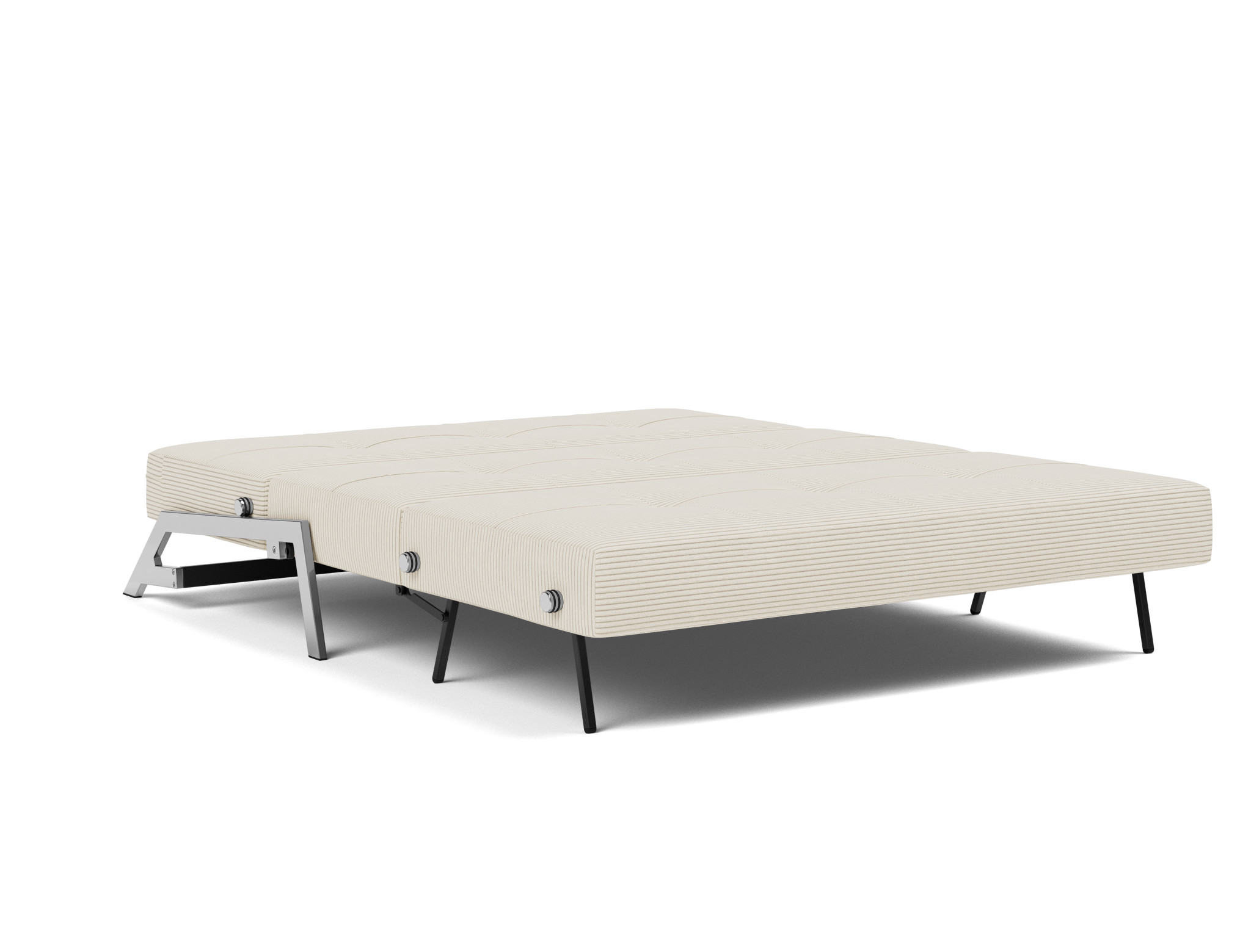 Schlafsofa Cubed 160 Kord Corduroy 594-Ivory Beine Chrom