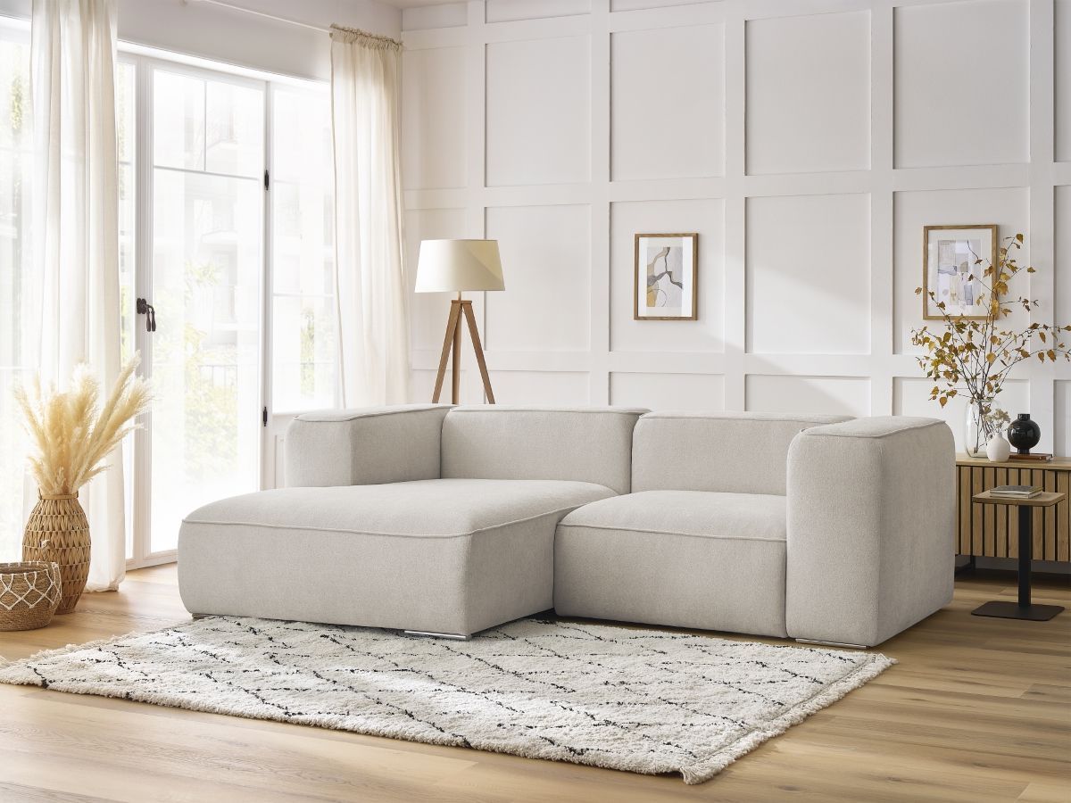 Bobochic Zephyr Ecksofa 260 × 165 cm Strukturstoff Beige Ecke links