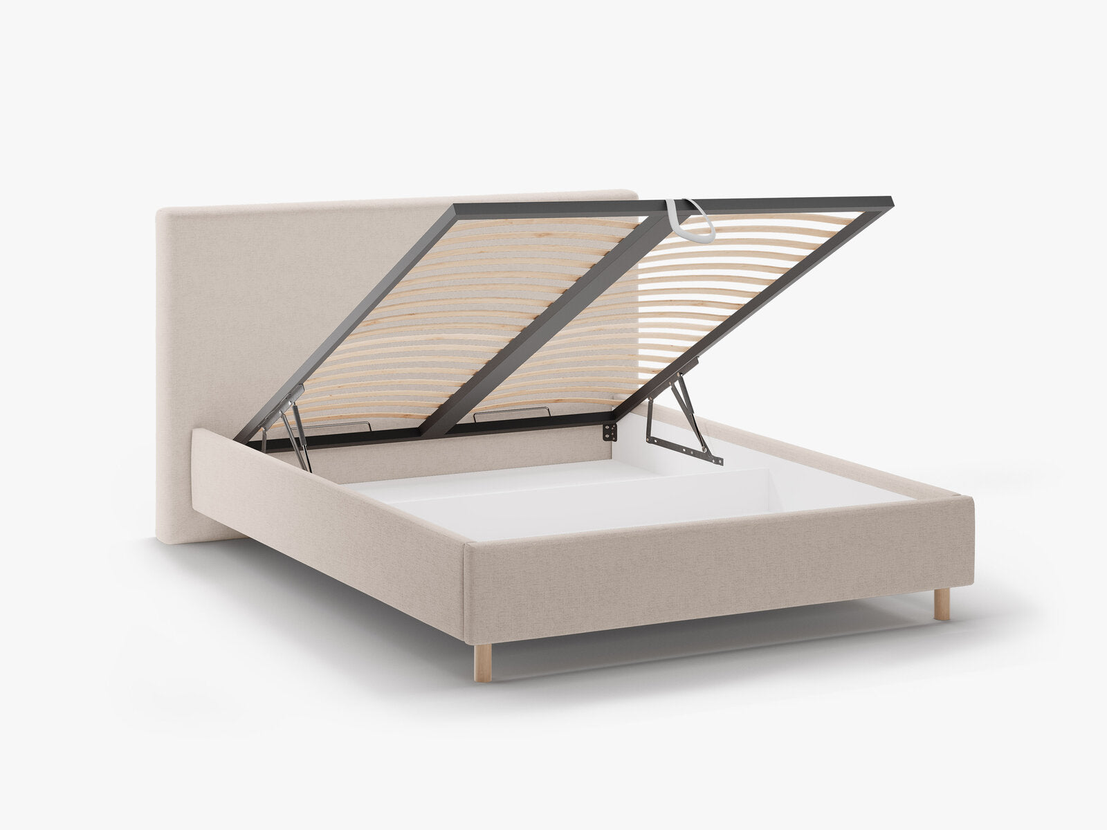 Micadoni Stauraumbett mit Kopfteil Eloise Strukturierter Stoff Moly Cappuccino 140x200