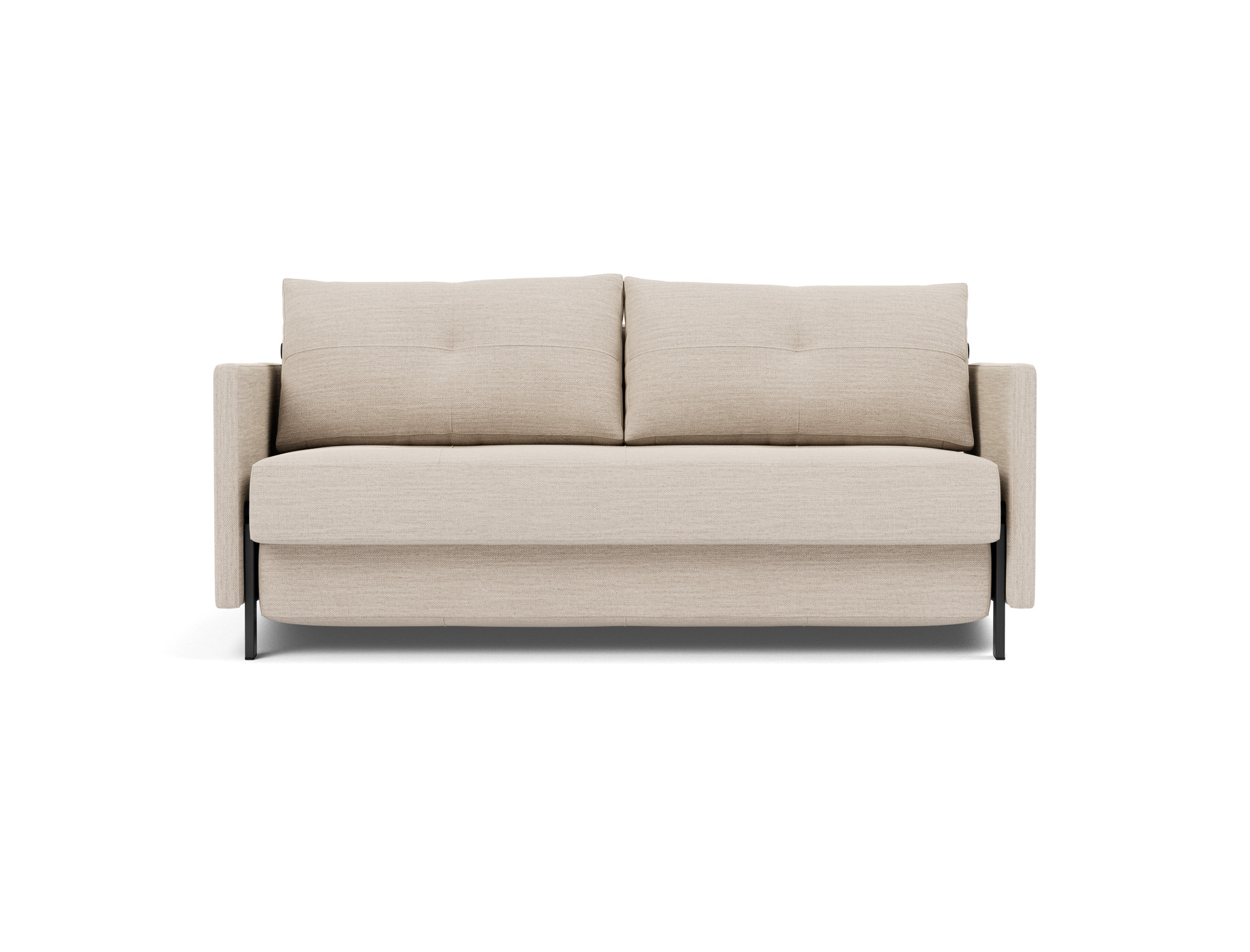 Schlafsofa Cubed mit Armlehnen 160 Webstoff Blida 612-Sand-Grey