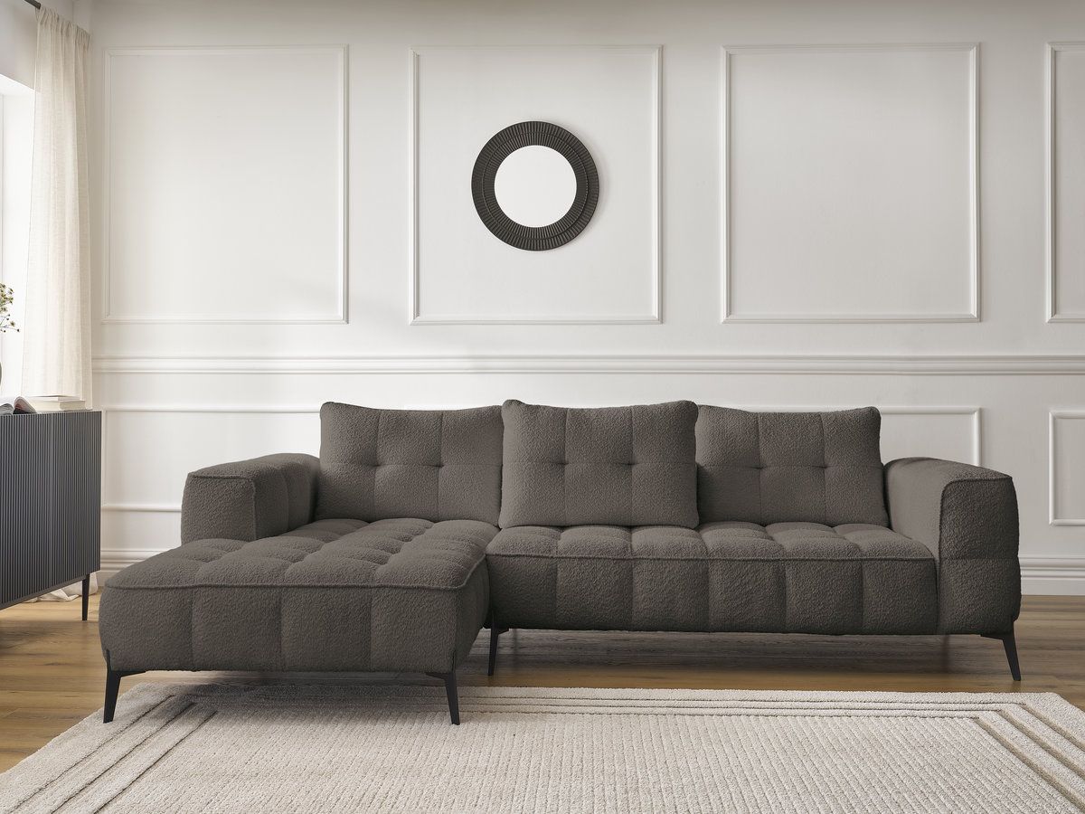 Bobochic Anis Ecksofa Bouclé-Stoff Braun Ecke links
