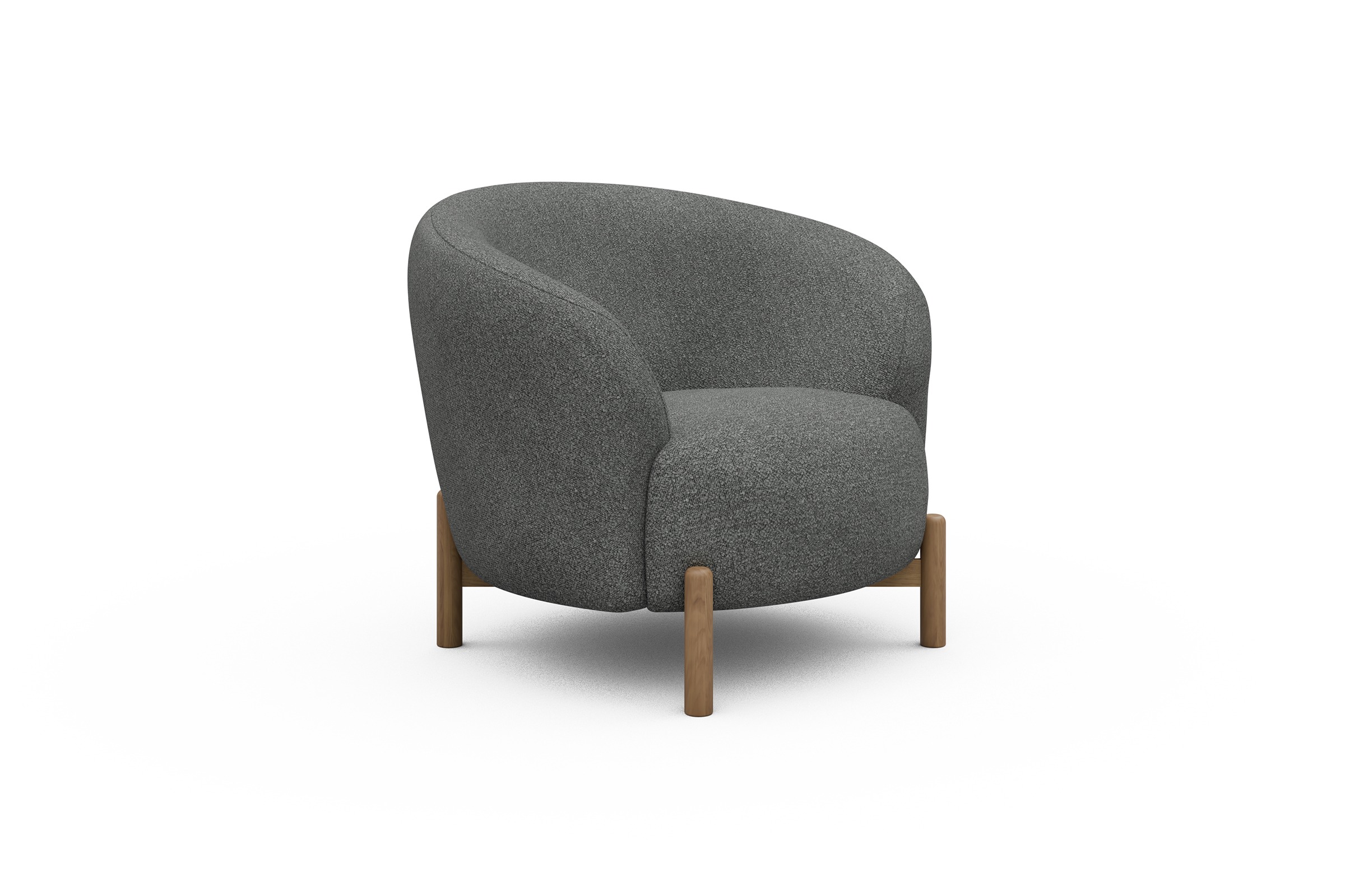 Sessel Ronda Holzbeine Eiche Natur Boucle-Ash-Grey
