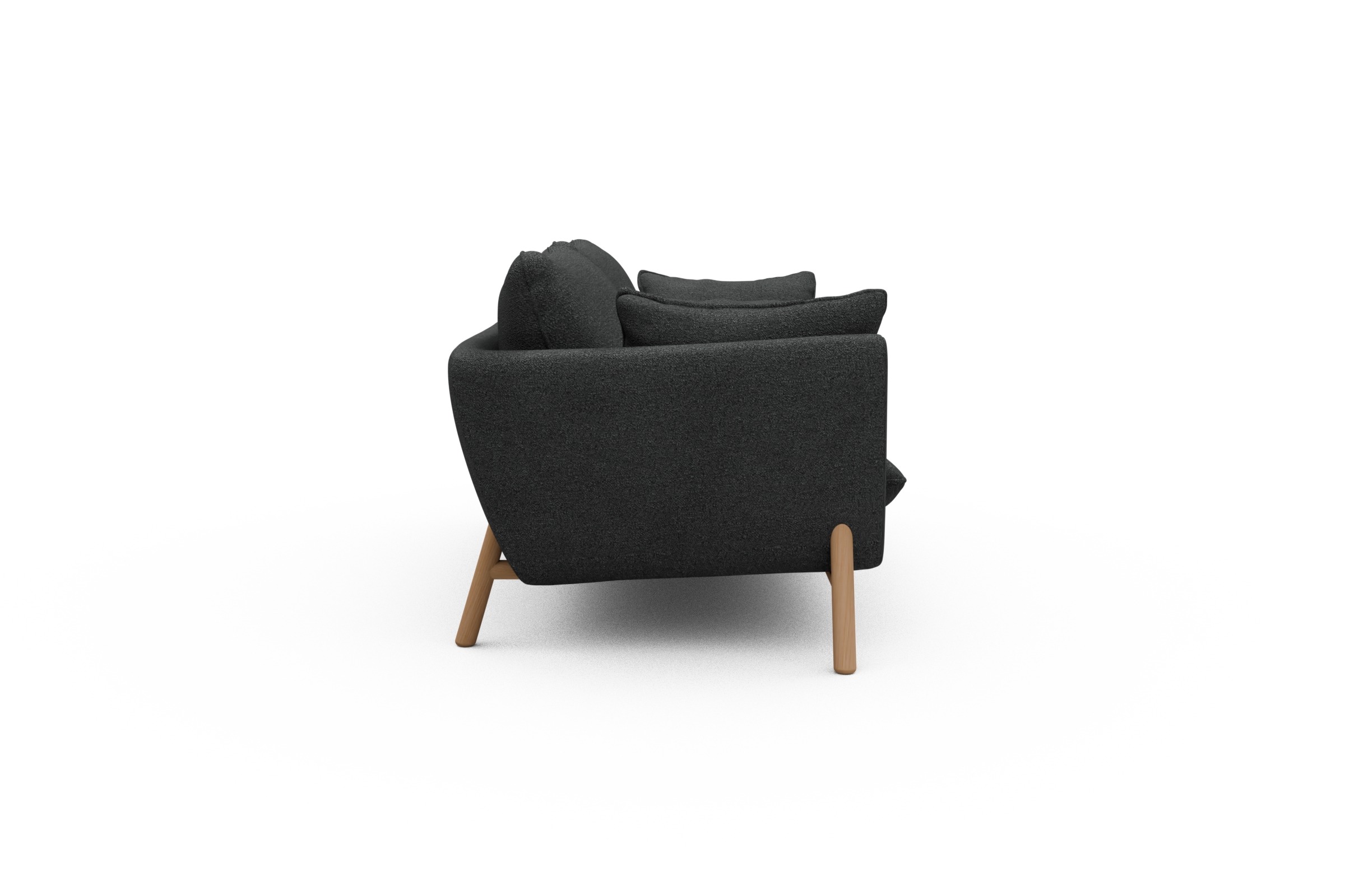 Sofa Emil 2-Sitzer Beinfarbe Eiche Natur Boucle-Charcoal