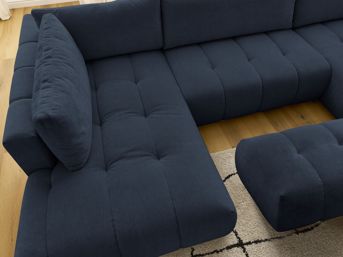 Bobochic Fuji Wohnlandschaft mit Pouf Stoff Dunkelblau Ecke rechts