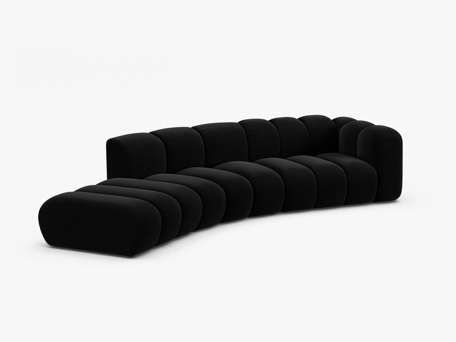 Micadoni Modulares Sofa Lupine 5-Sitzer Samt Venus Schwarz Links