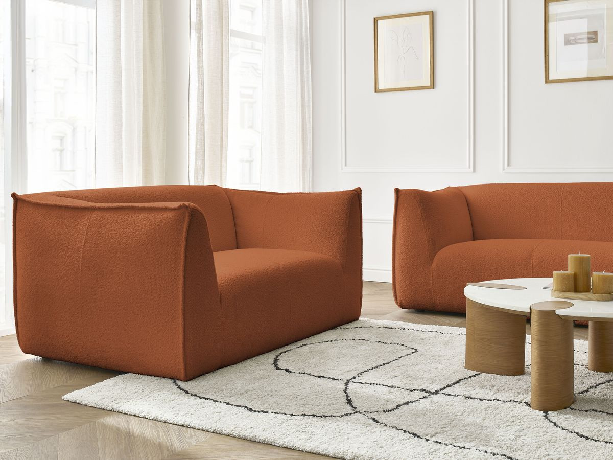 Bobochic Giorgia Sofa 5-Sitzer 412 × 100 cm Bouclé-Stoff Orange