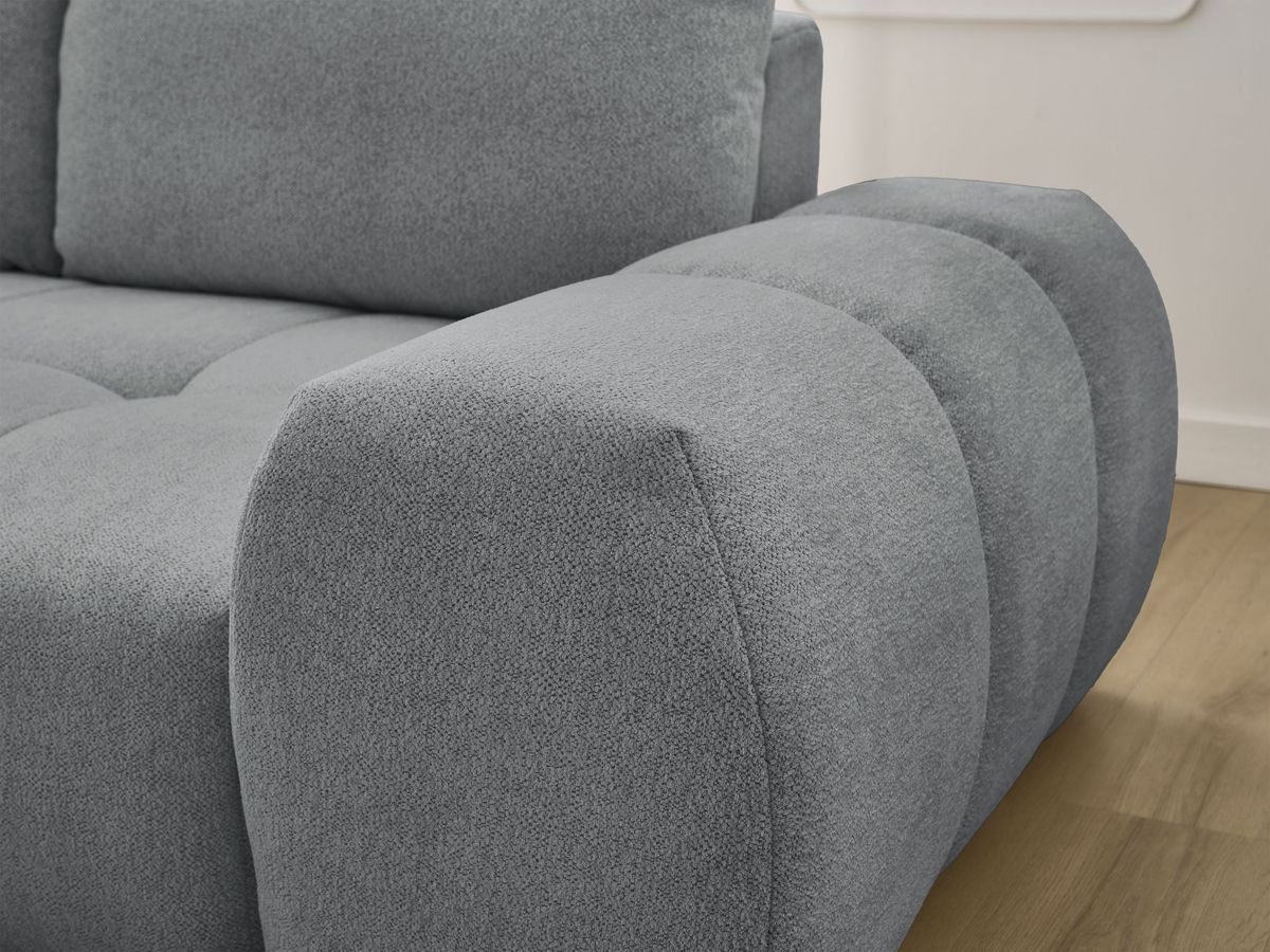 Bobochic Everest Ecksofa mit Schlaffunktion und Bettkasten 318 × 180 cm, 3 Kissen Melange-Stoff Dunkelgrau Ecke links