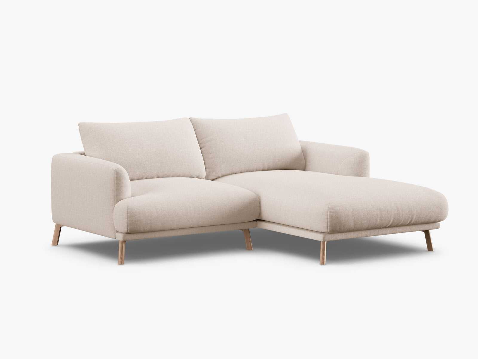 Micadoni Ecksofa Naomi 3-Sitzer kleine Version Rechts Strukturierter Stoff Liberty Beige